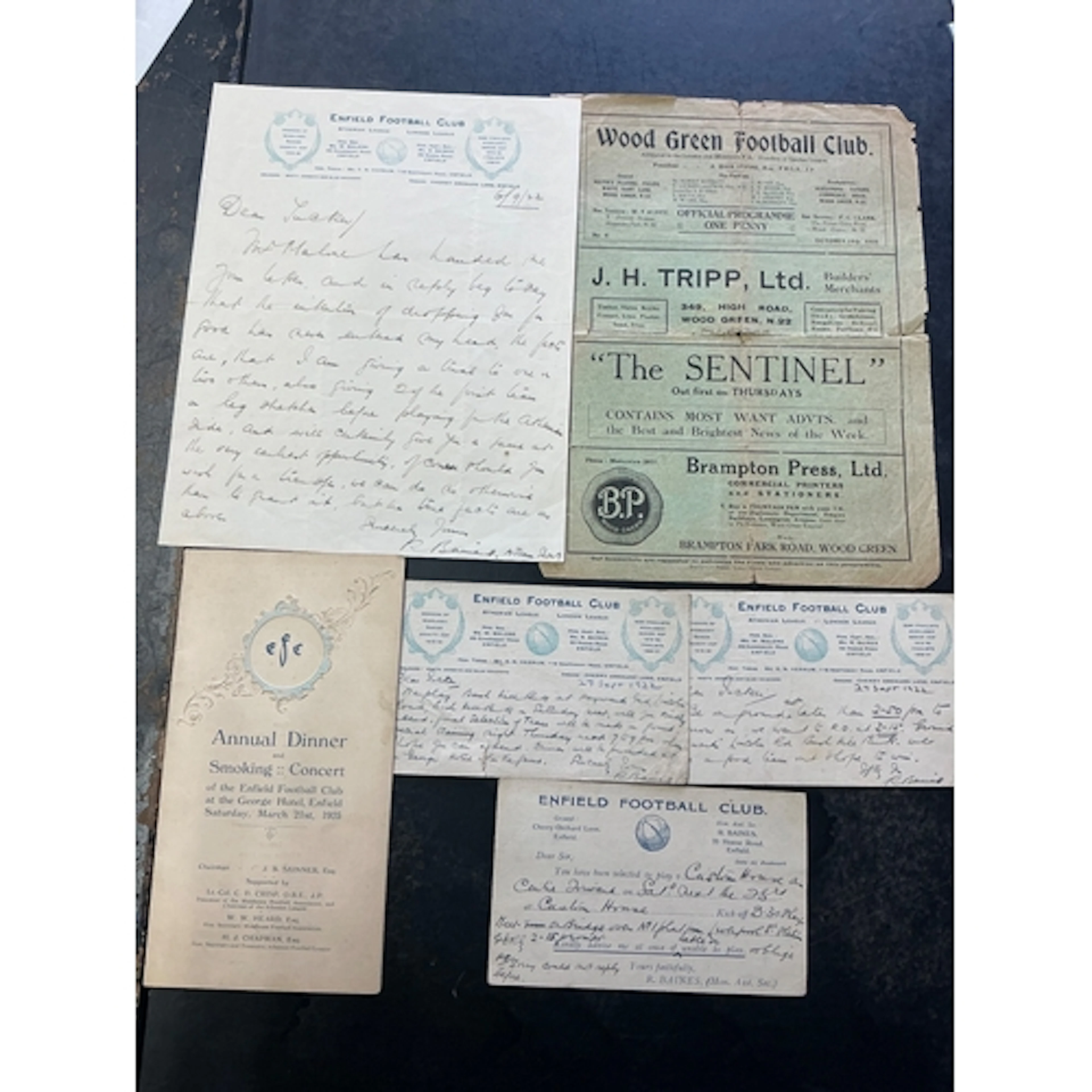 1920s Enfield Football Memorabilia: Annual dinner and smokin...