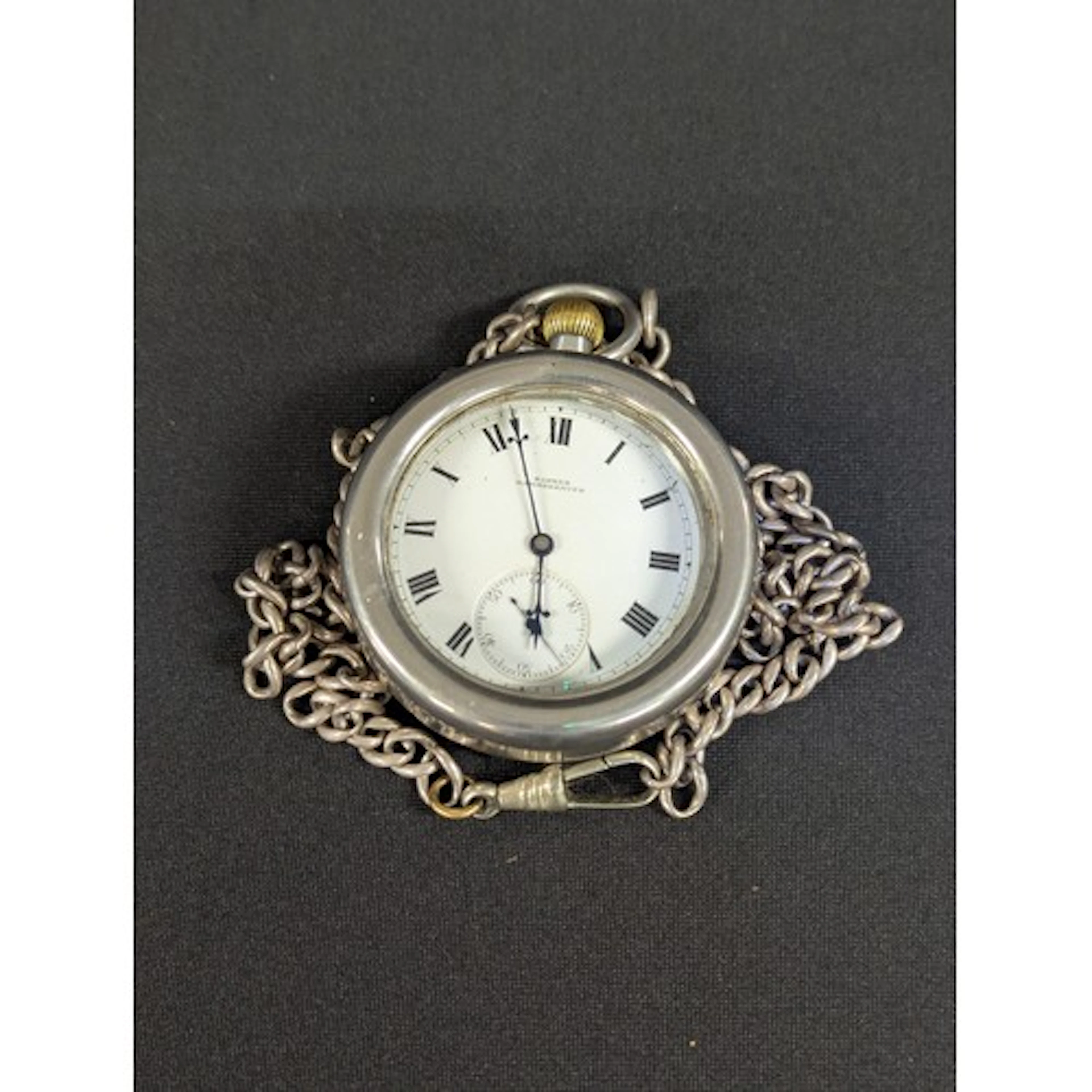 An Edwardian silver pocket watch, white enamel dial signed B...