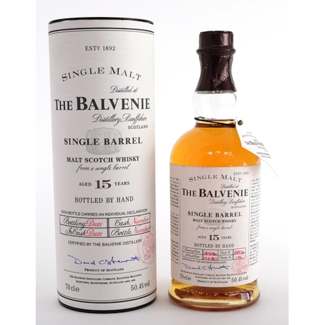 Bottle of The Balvenie Single Malt 15 Year Aged Single Barre...