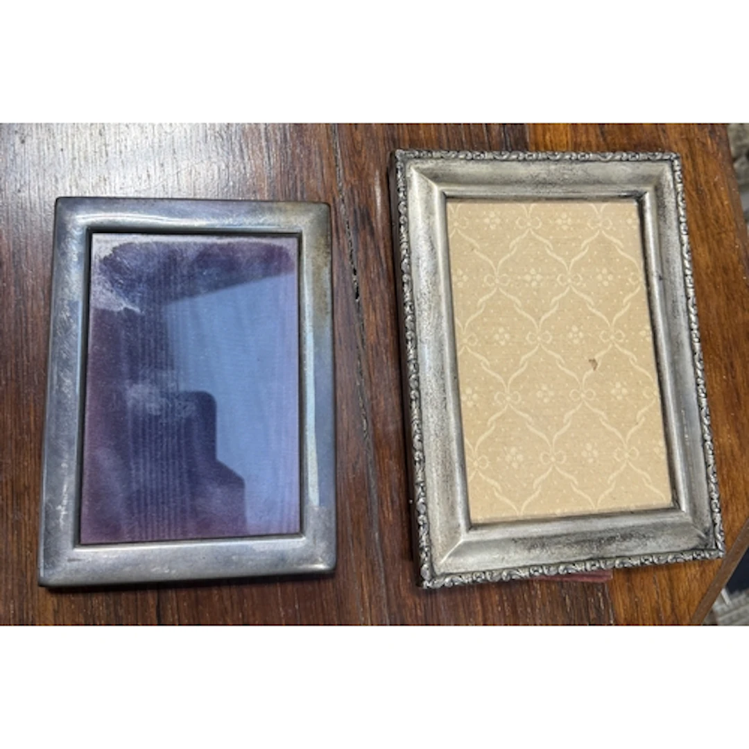 TWO STERLING SILVER PHOTO FRAMES Largest 19cm x 14cm ...