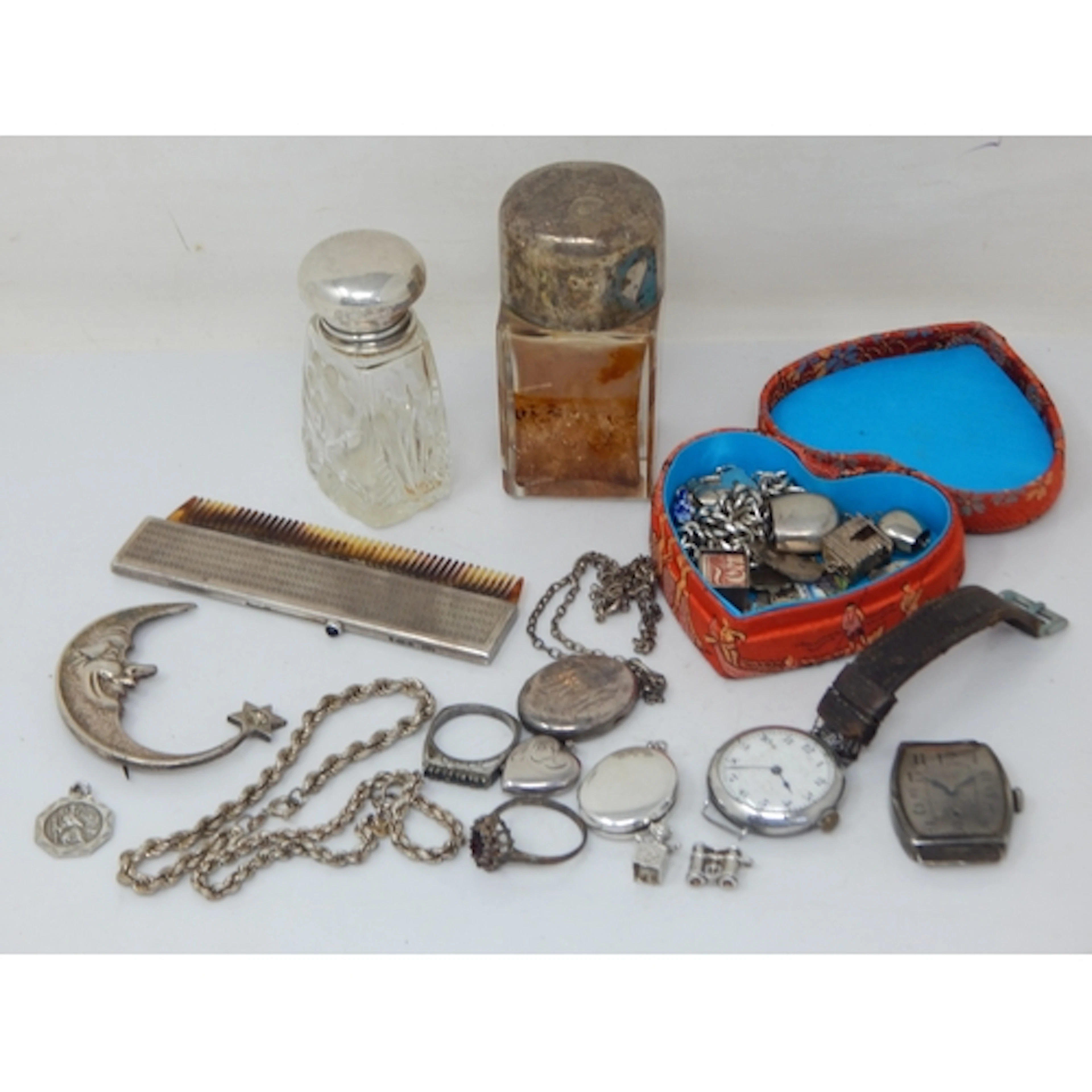 A Quantity of Hallmarked Silver Including Lockets, Jewellery...