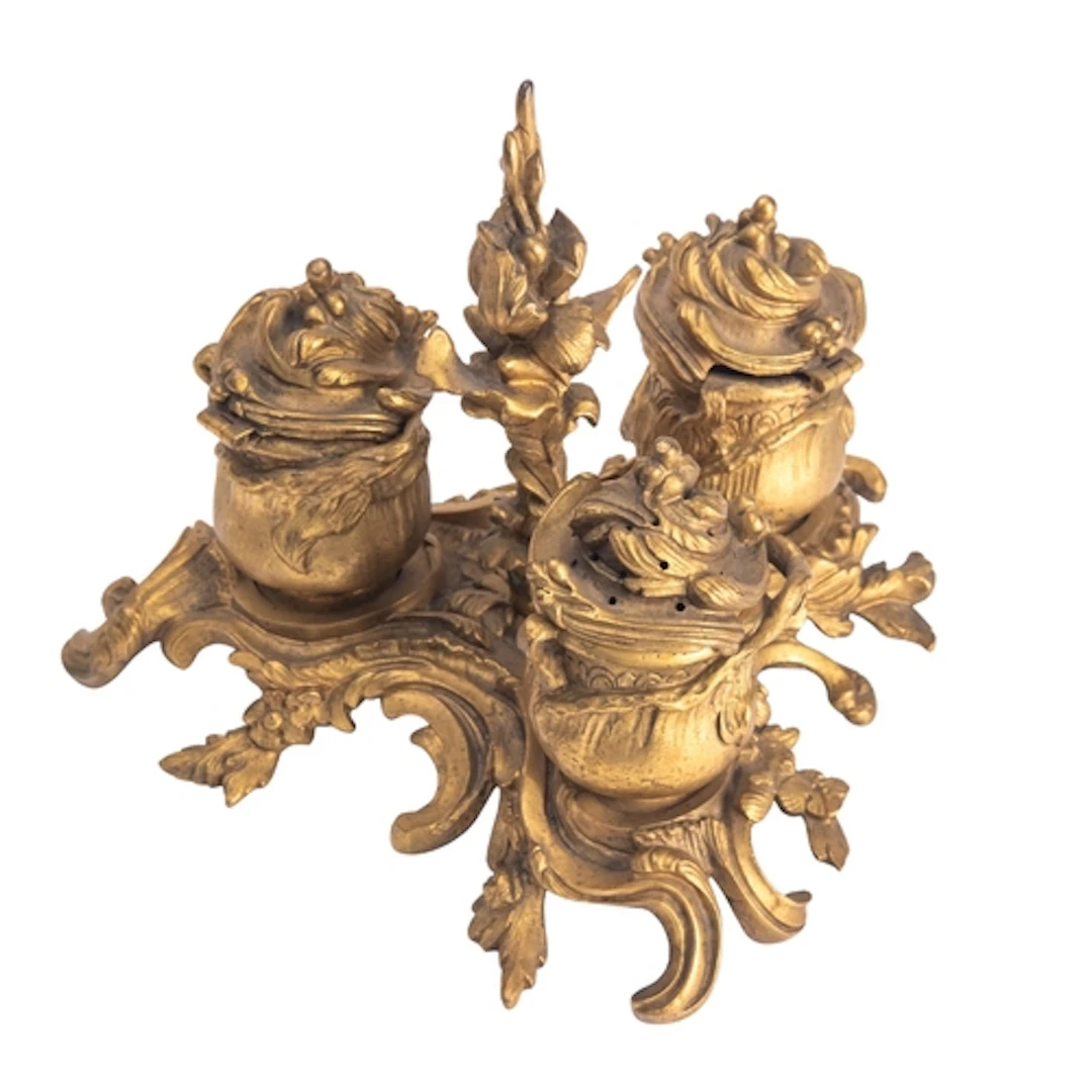 A Rococo revival gilt bronze encrier in Louis XV taste, mid ...