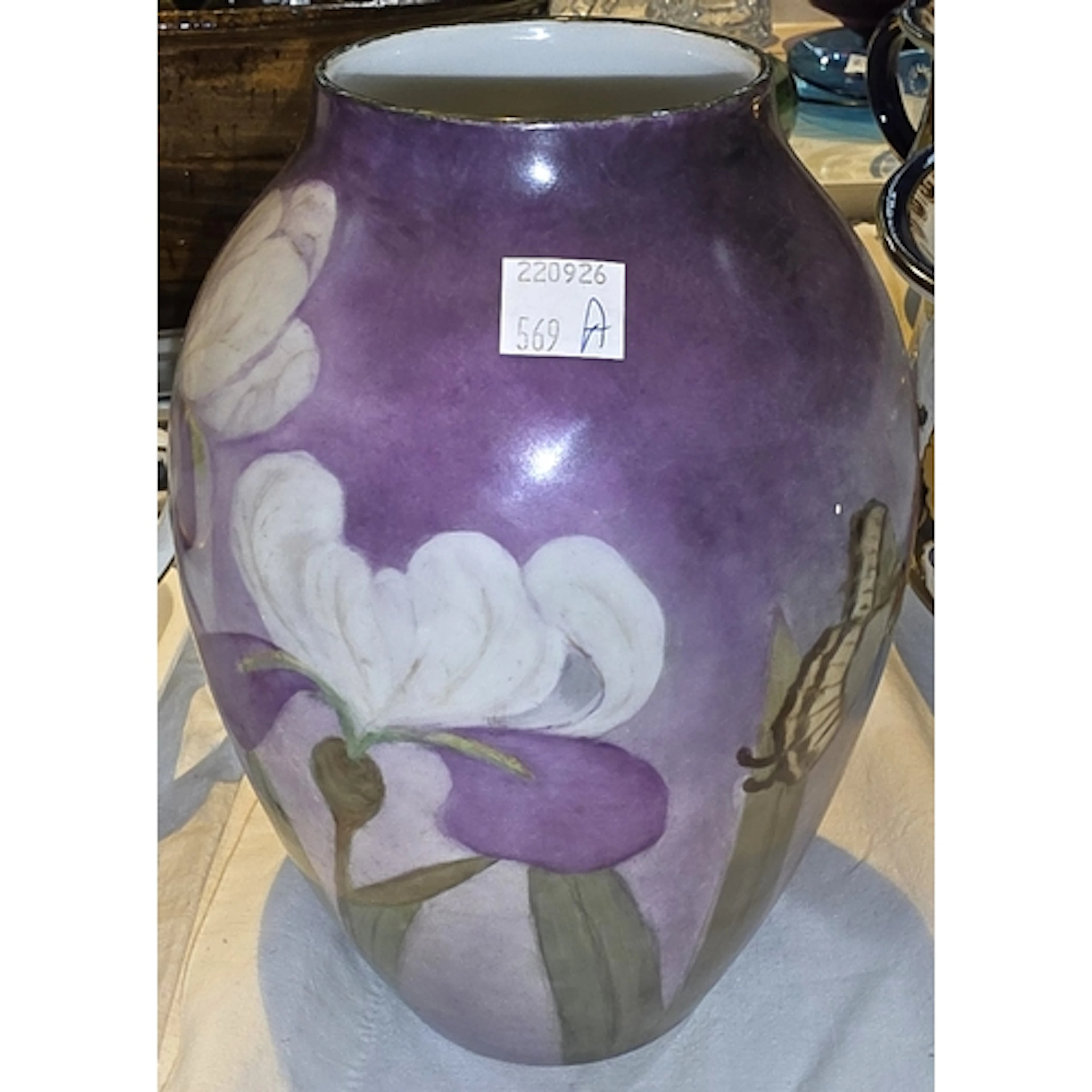 D&G France a hand painted vase with floral decoration, p...