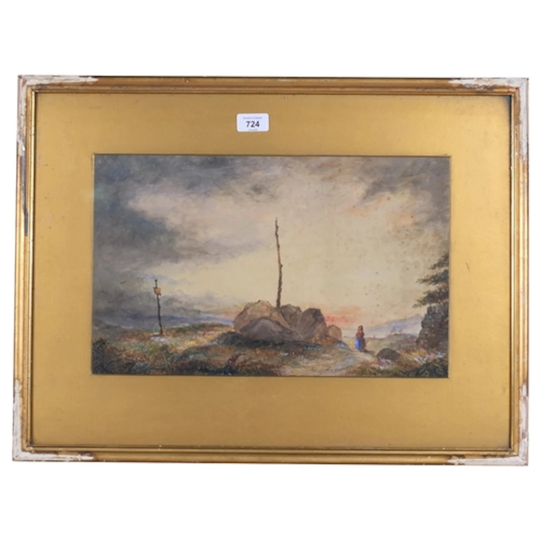 T Hammond, rural landscape, watercolour, 1862, 26cm x 42cm, ...