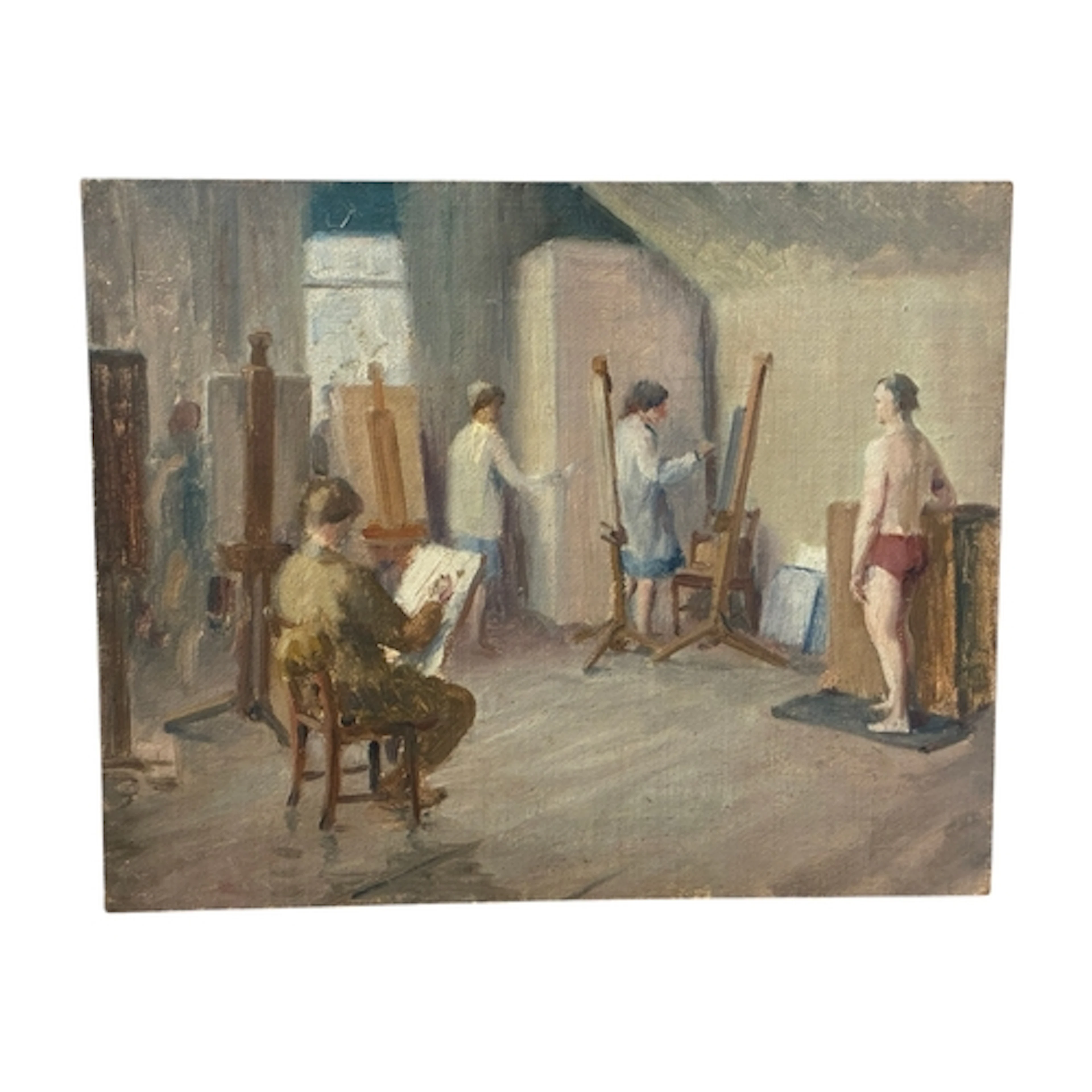20th Century School - Life drawing classroom scene, unsigned...