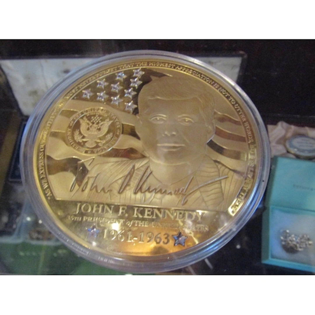 John F Kennedy Commemorative Medallion Twenty-four Carat Gol...