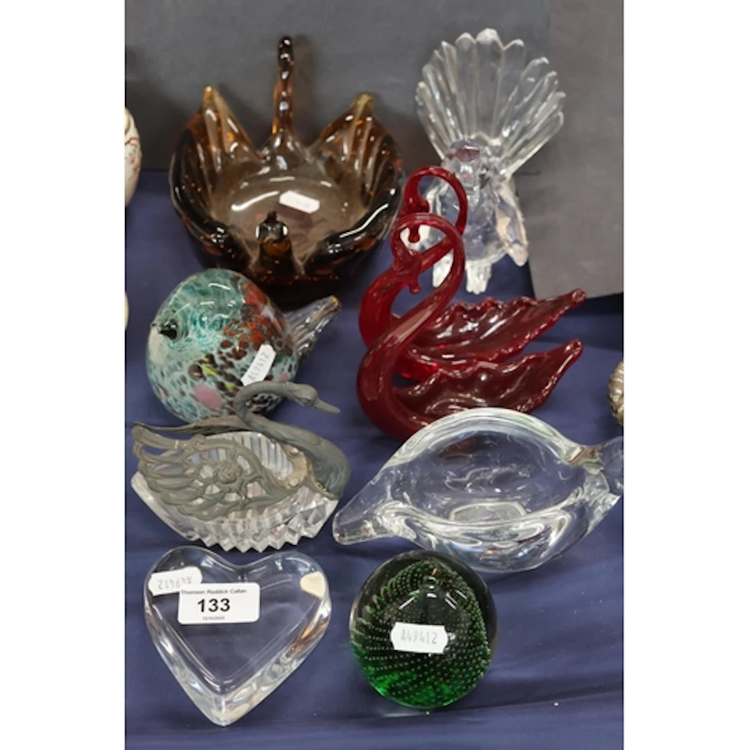Glass paperweights, etc. (9)