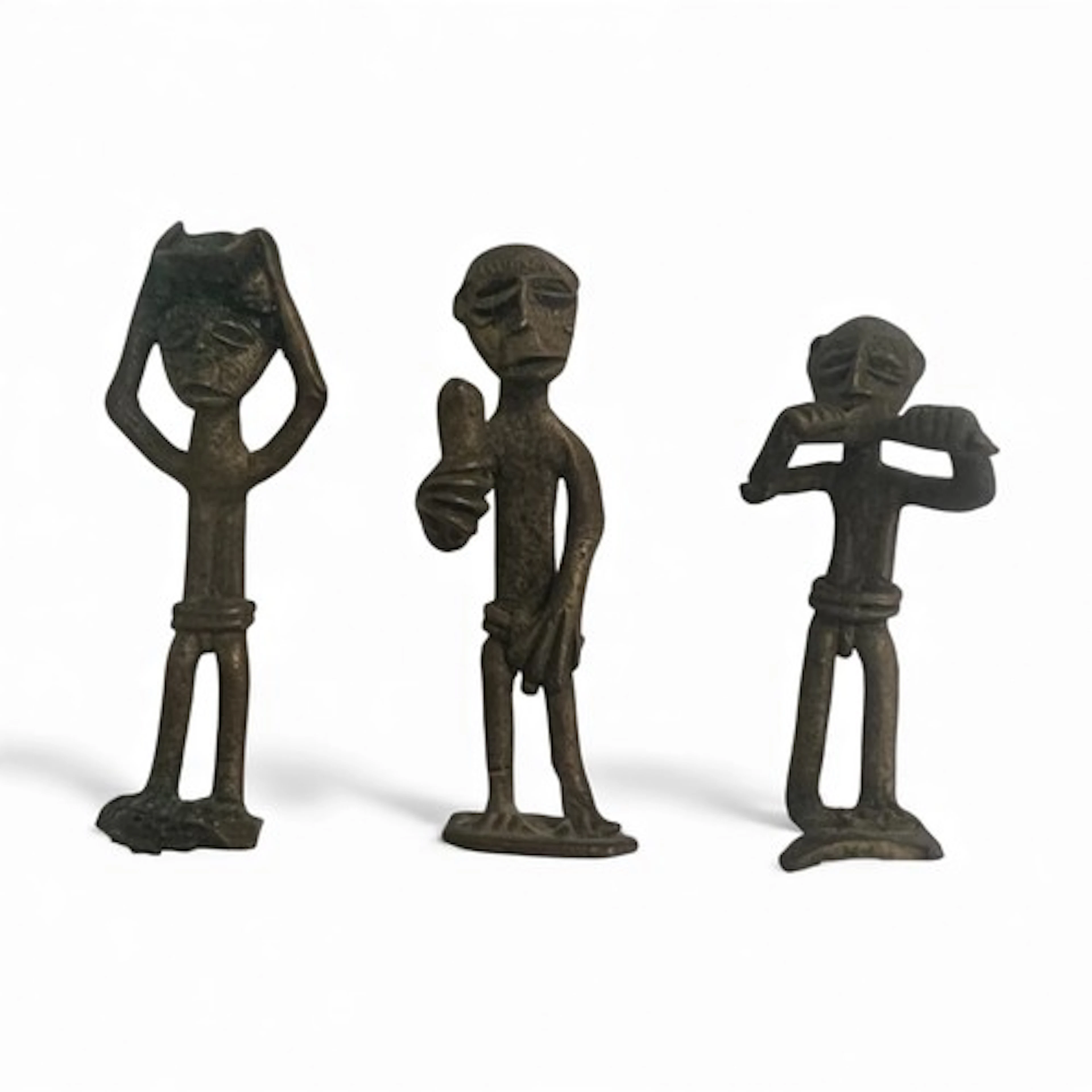 Akan goldweight, three small African Akan brass goldweights ...