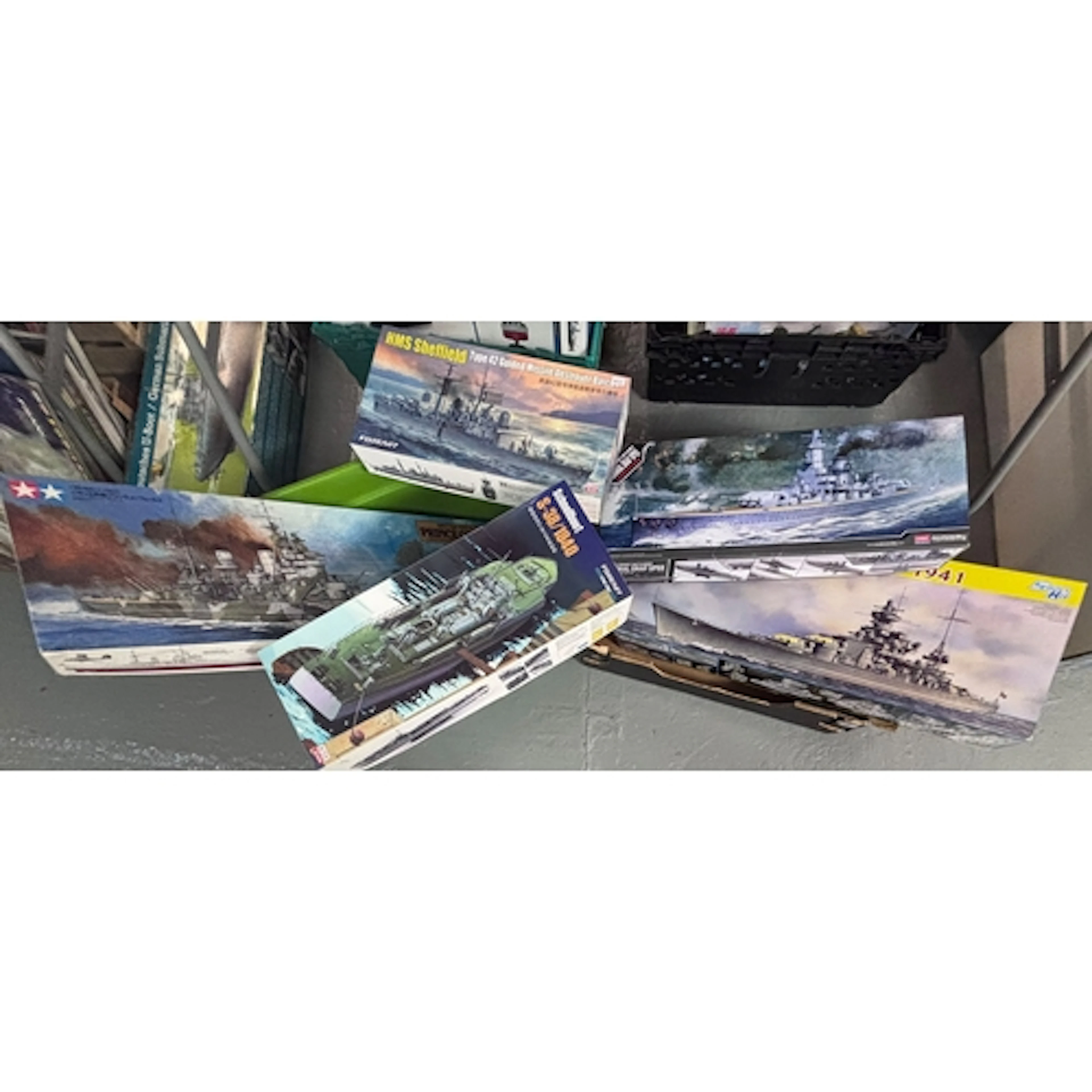Academy Hobby model kit of a German Pocket Battleship, toget...