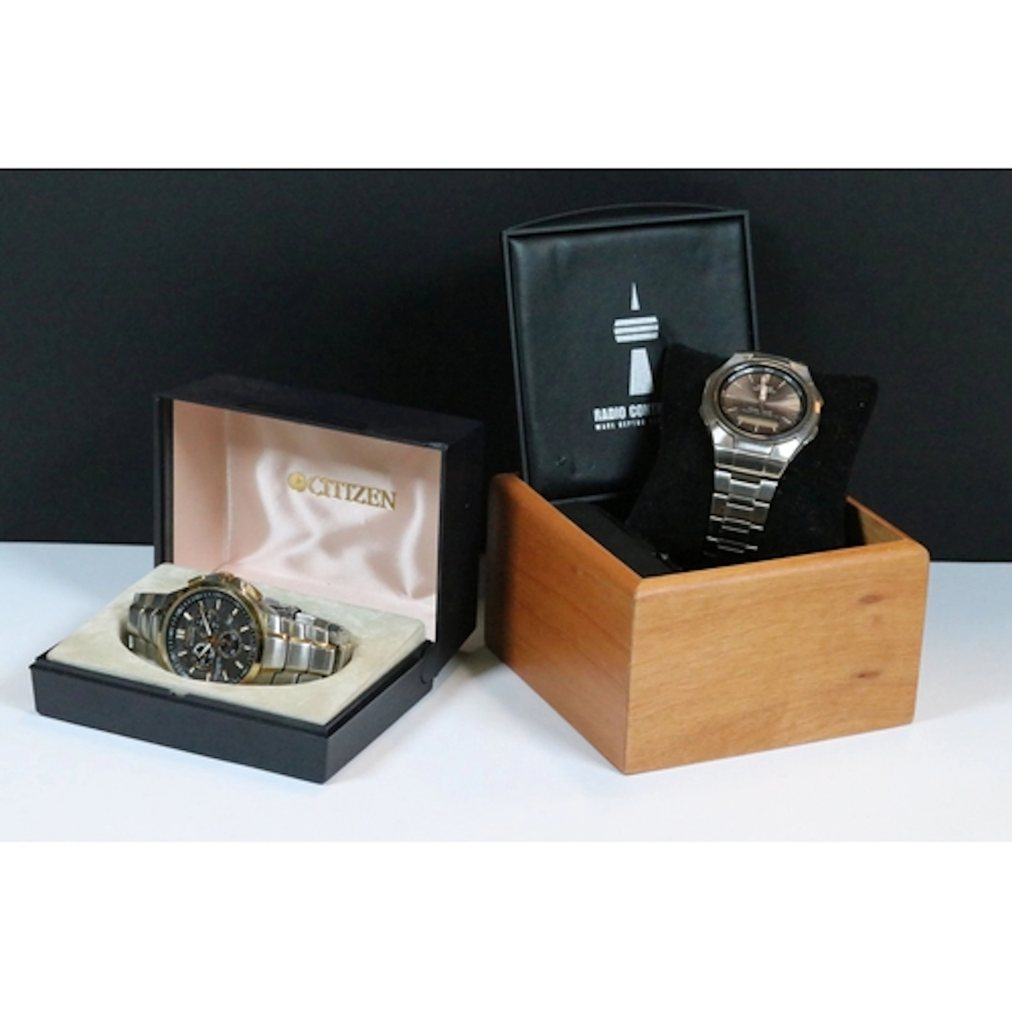 Two boxed wrist watches to include Citizen Eco-Drive Chronog...