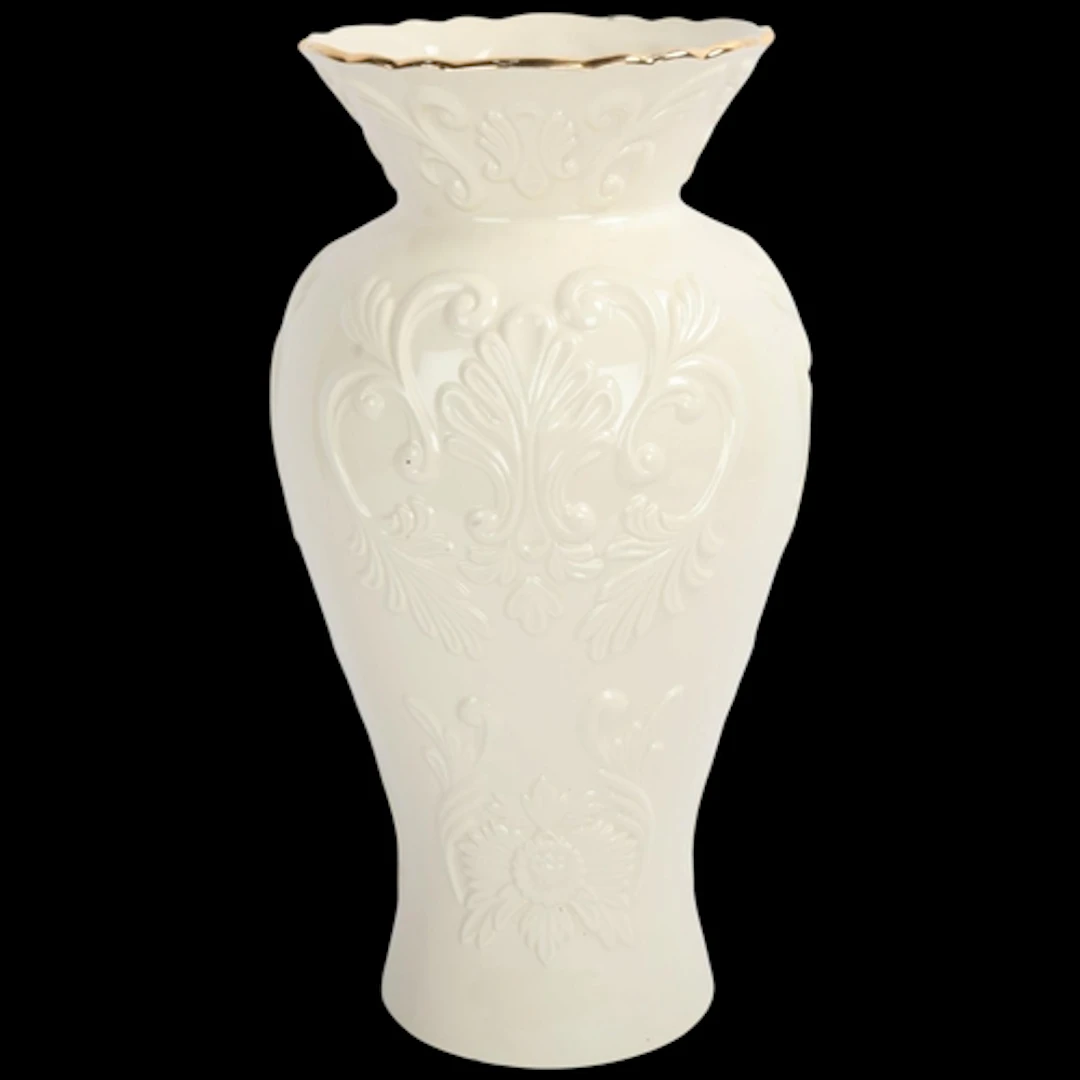 A large Lenox Georgian style porcelain vase with gold rim de...