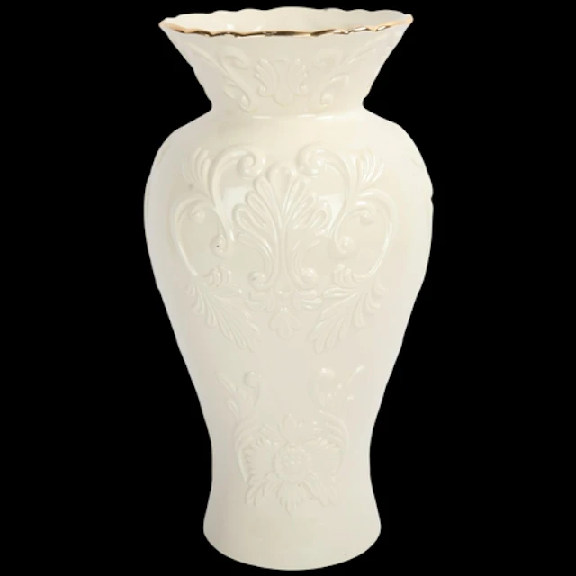 A large Lenox Georgian style porcelain vase with gold rim de...