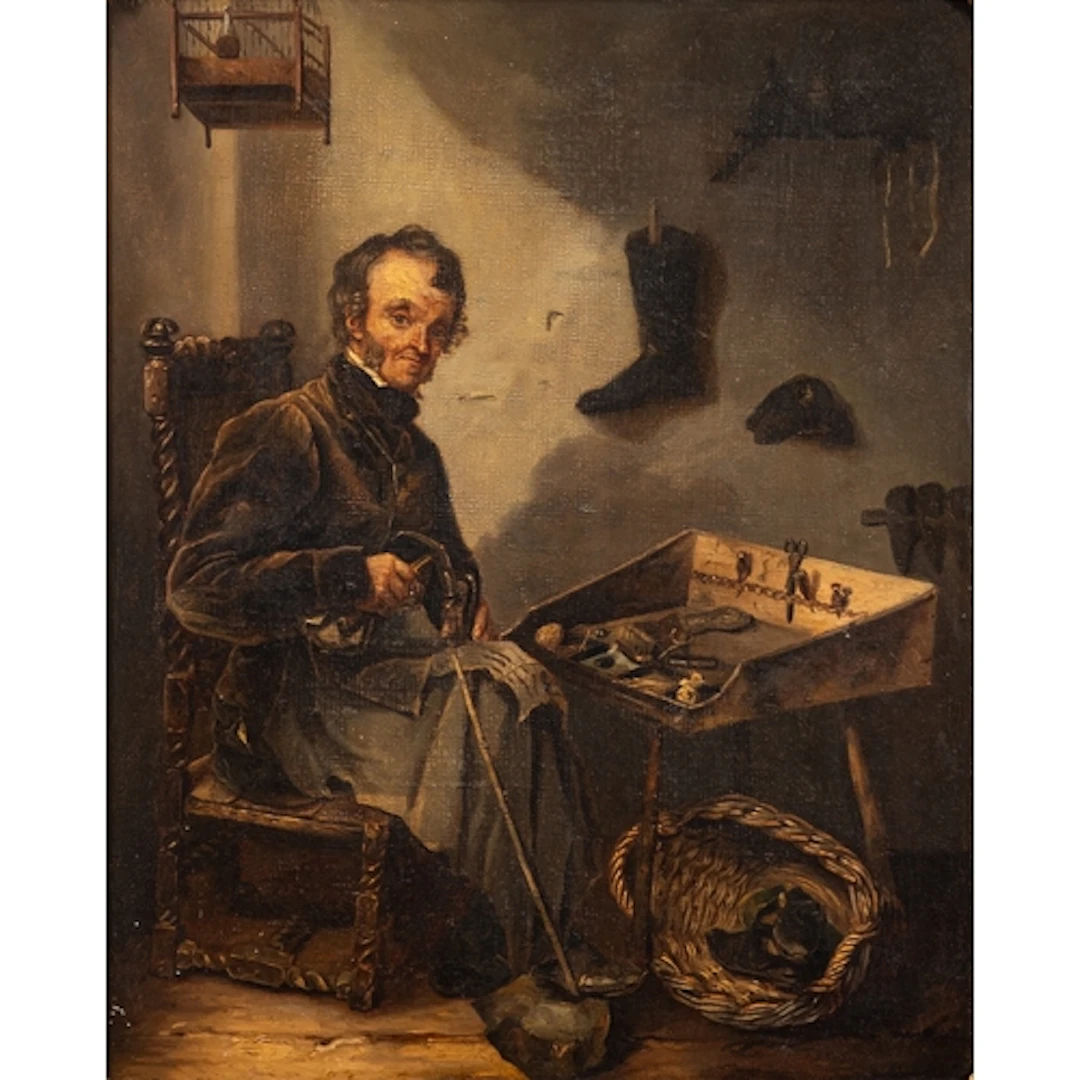 19th Century School - The cobbler - Oil on canvas - Unsig...