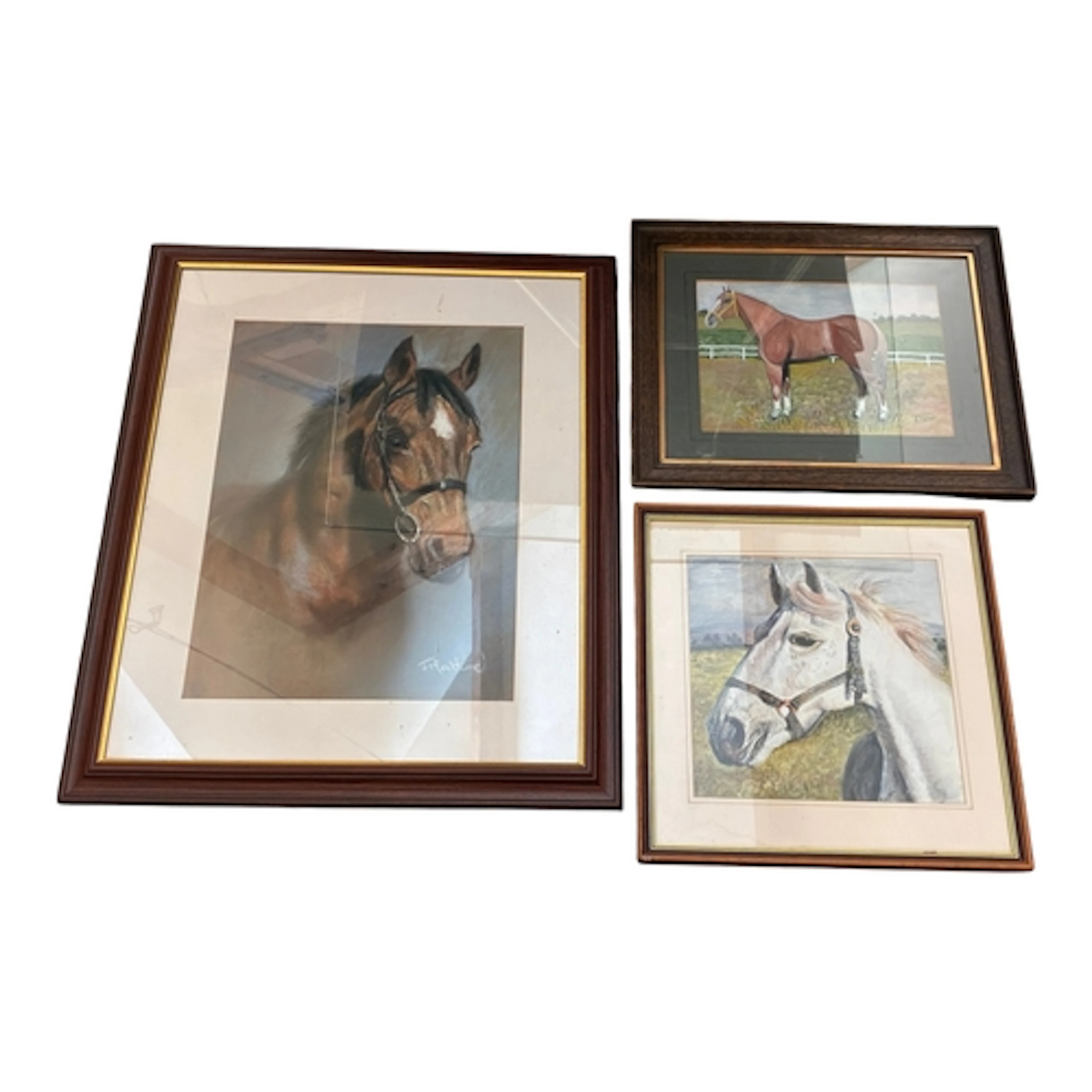Three 20th century portraits of horses by B. Wain, J. Kerr a...