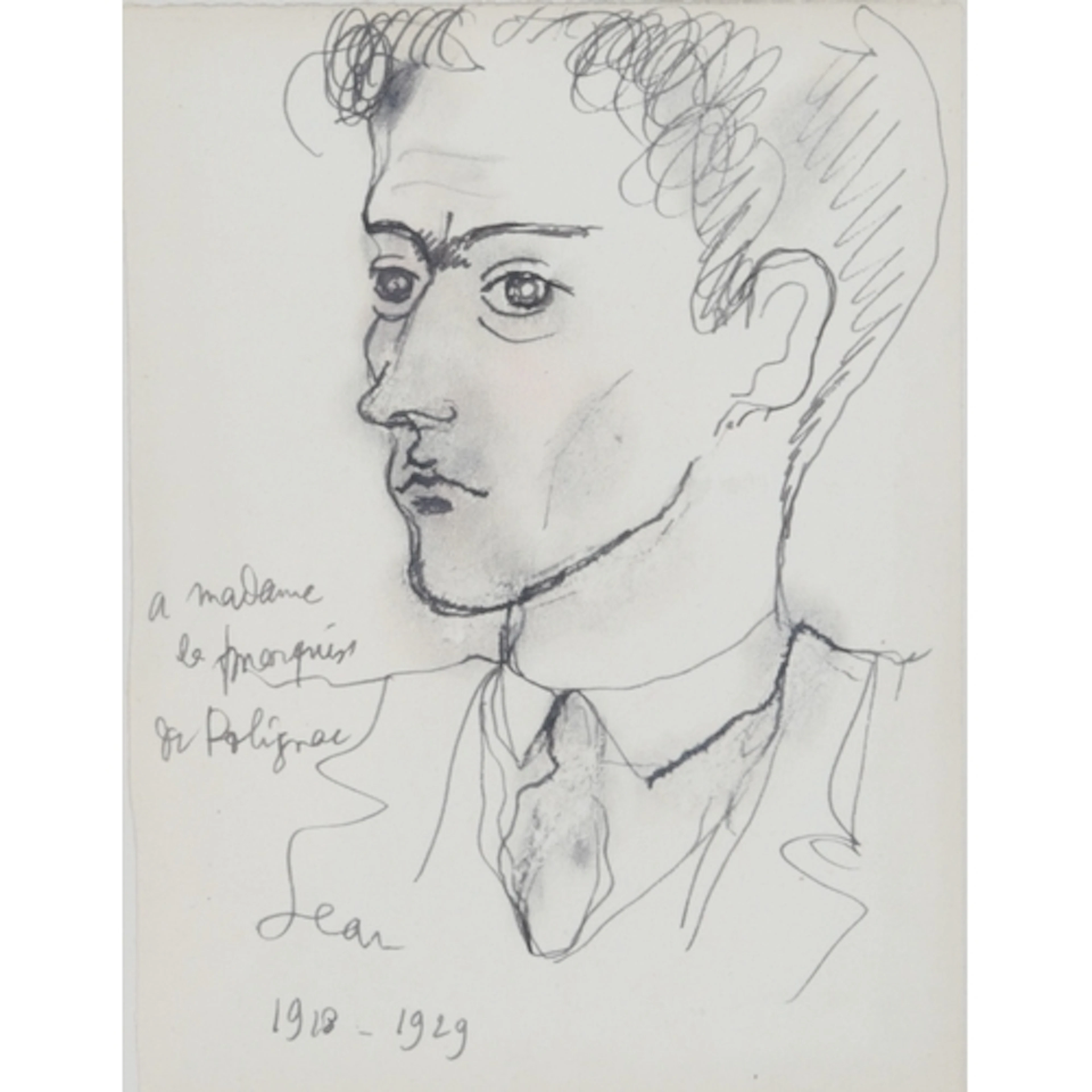 § Jean Cocteau (French, 1889-1963) Self portrait signed, in...