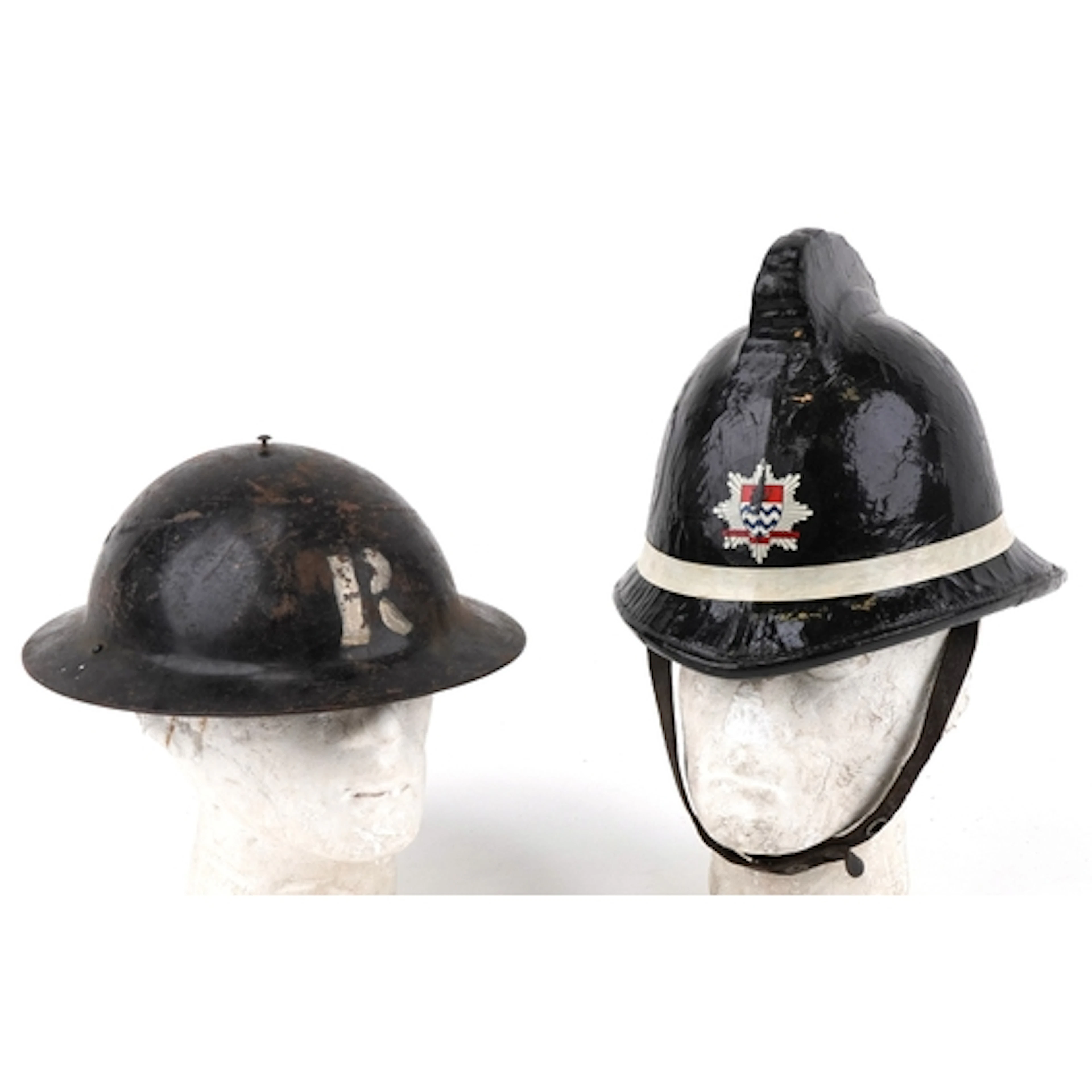 Vintage Cork firemen's helmet with London Fire Brigade insig...