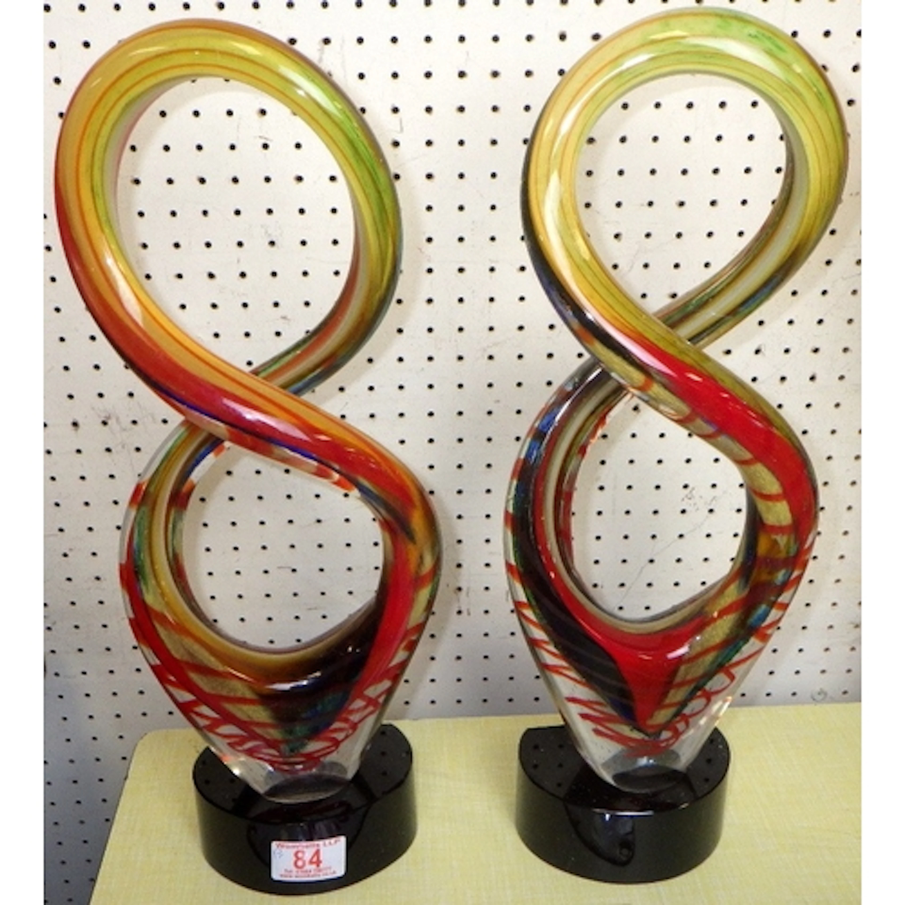 A pair of Murano style glass sculptures, 43cm tall