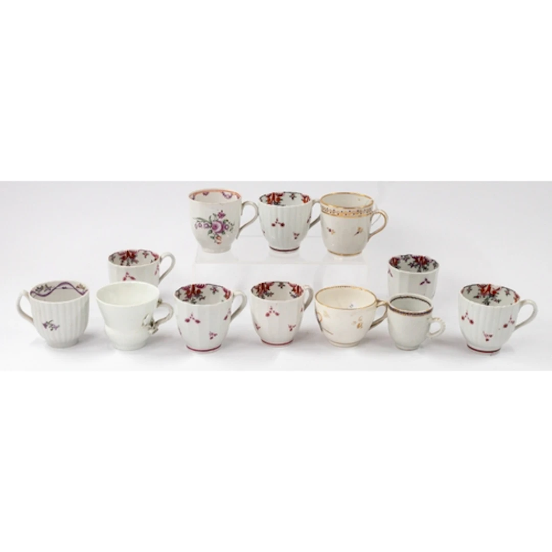 Ceramics: Four English porcelain coffee cups, late 18th/earl...