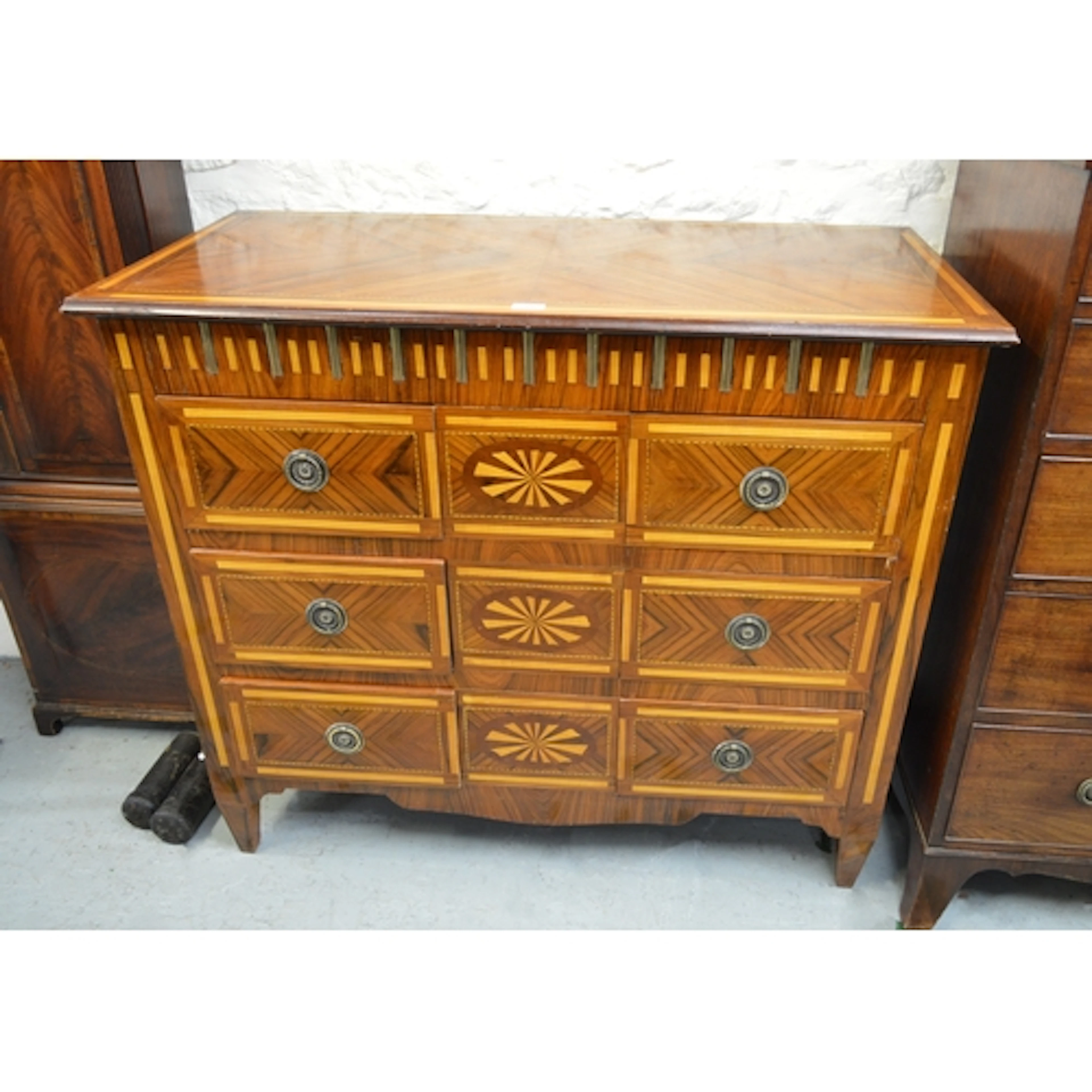 20th Century French kingwood and inlaid commode, the moulded...