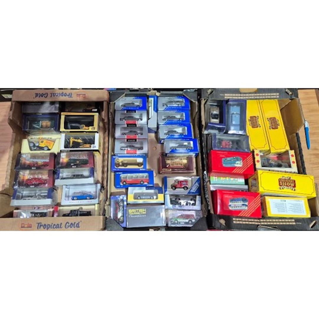 Three boxes of assorted diecast vehicles to include Lledo & ...