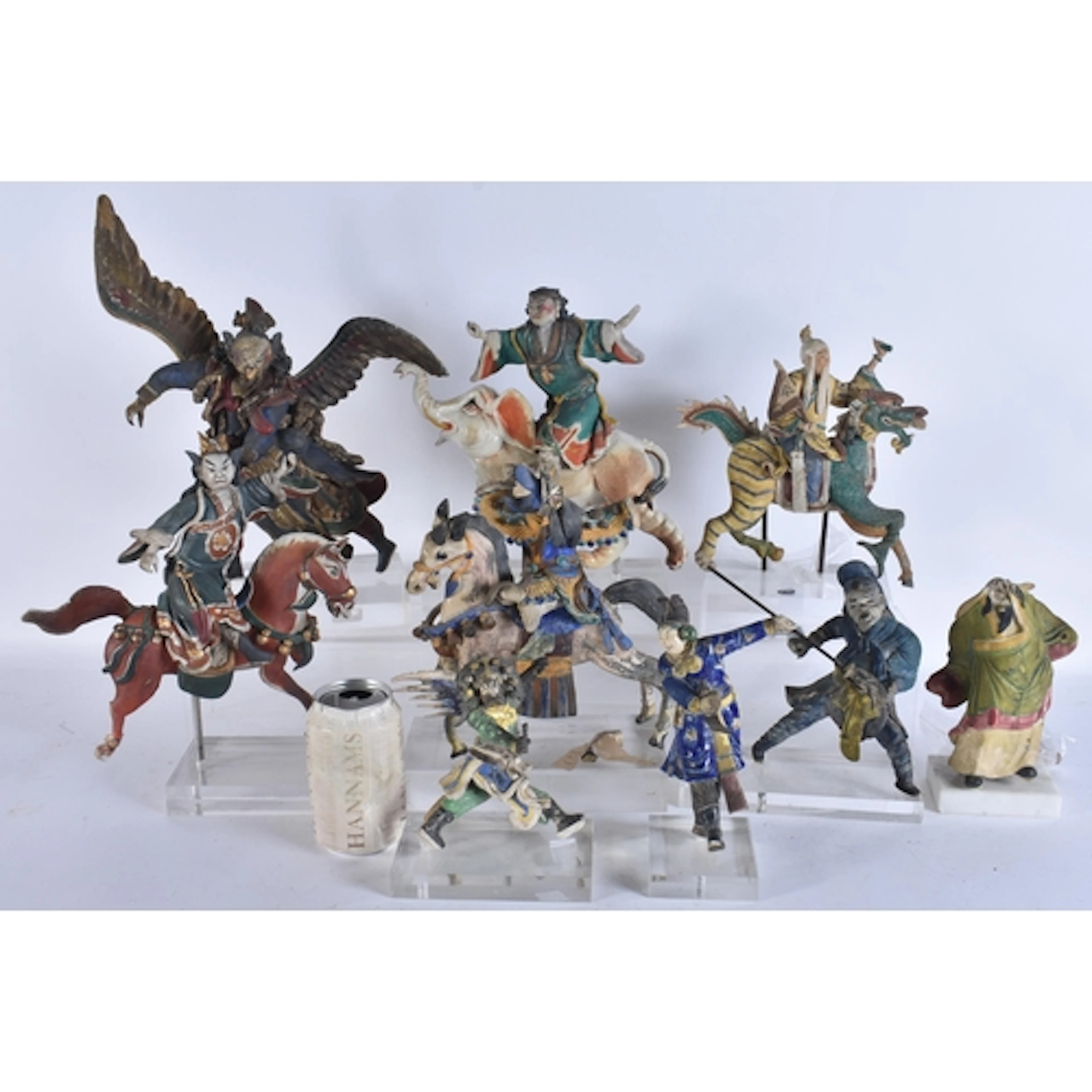 A COLLECTION OF CHINESE QING DYNASTY POTTERY FIGURES. 32 cm ...