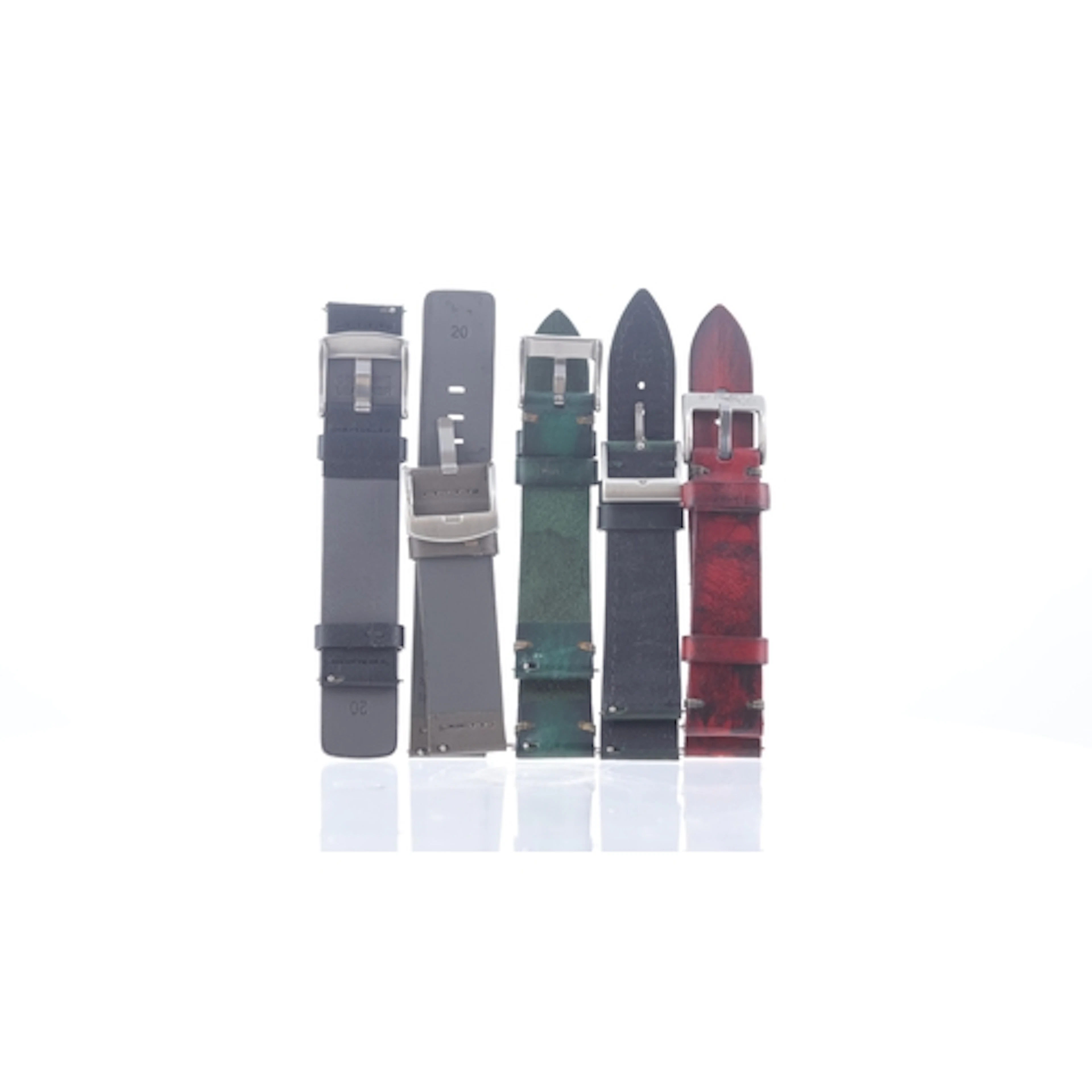 A Job Lot of 5x Leather 20mm Watch Straps. Black, Grey, Red ...