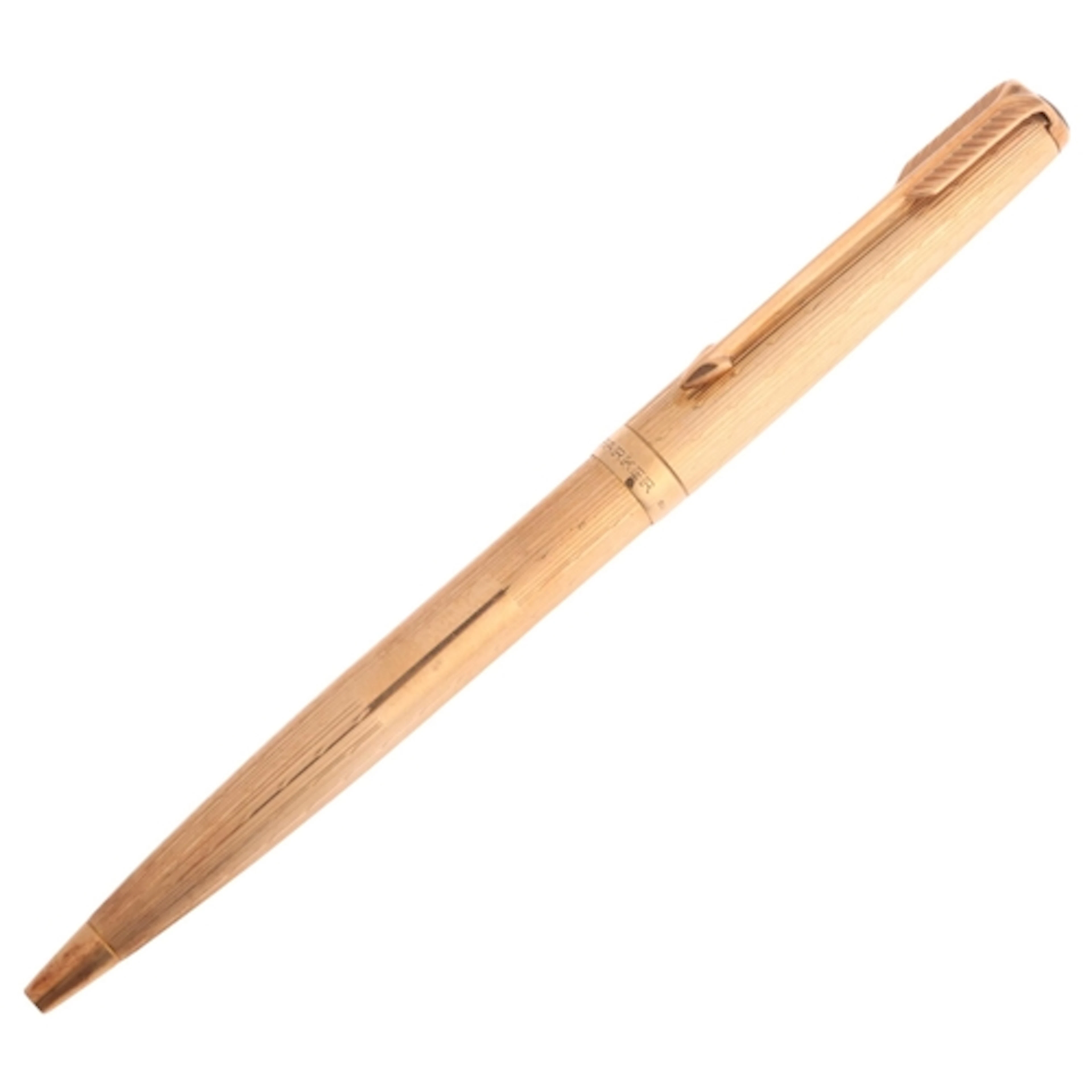 A Vintage 9ct gold Parker ballpoint pen, London 1978, engine...