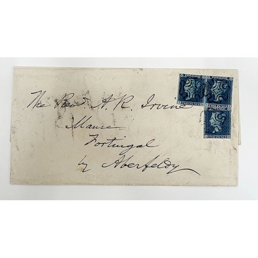 1841 2d blues with white lines added. A pair and a single on...