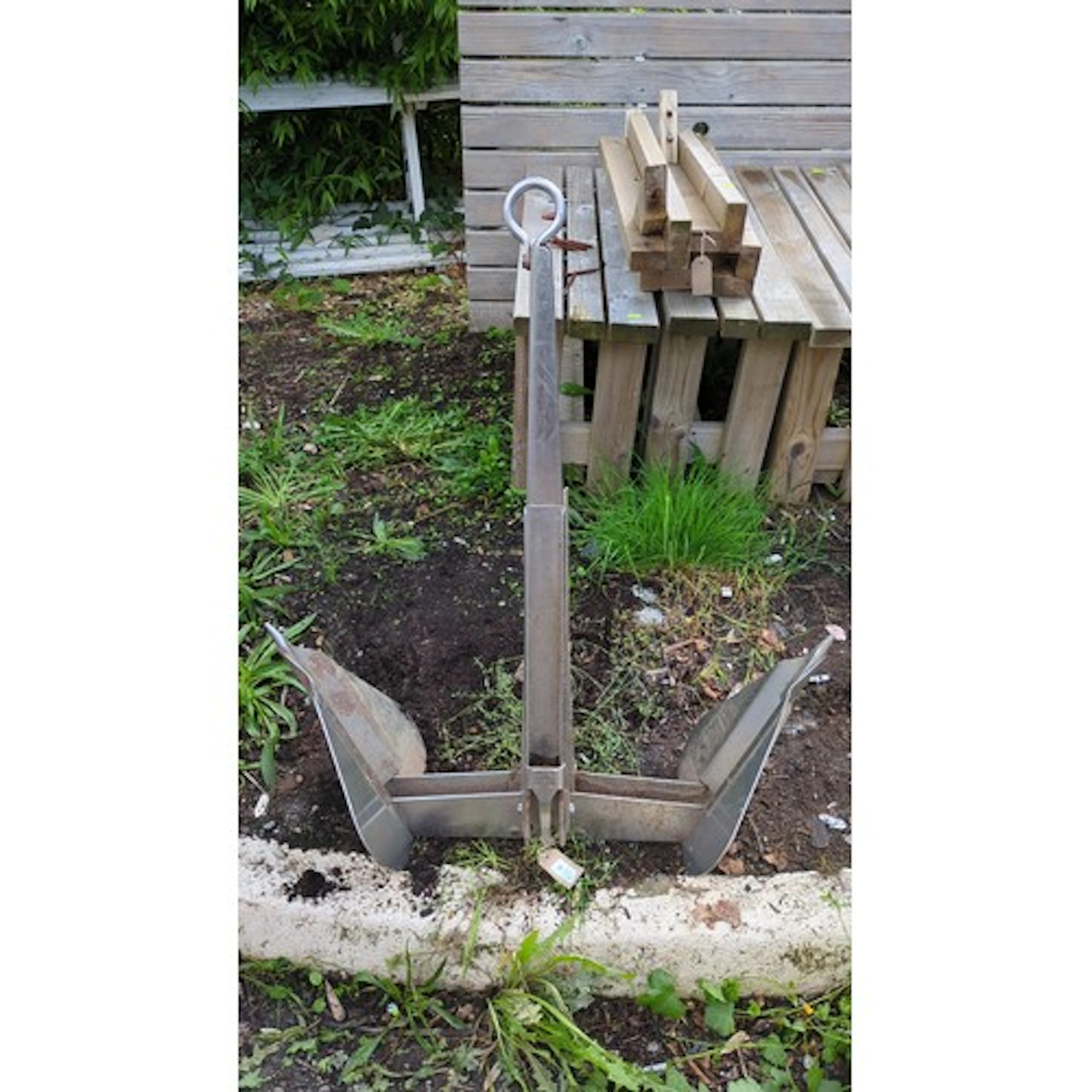 Stainless steel folding boat anchor of Danforth type, the st...