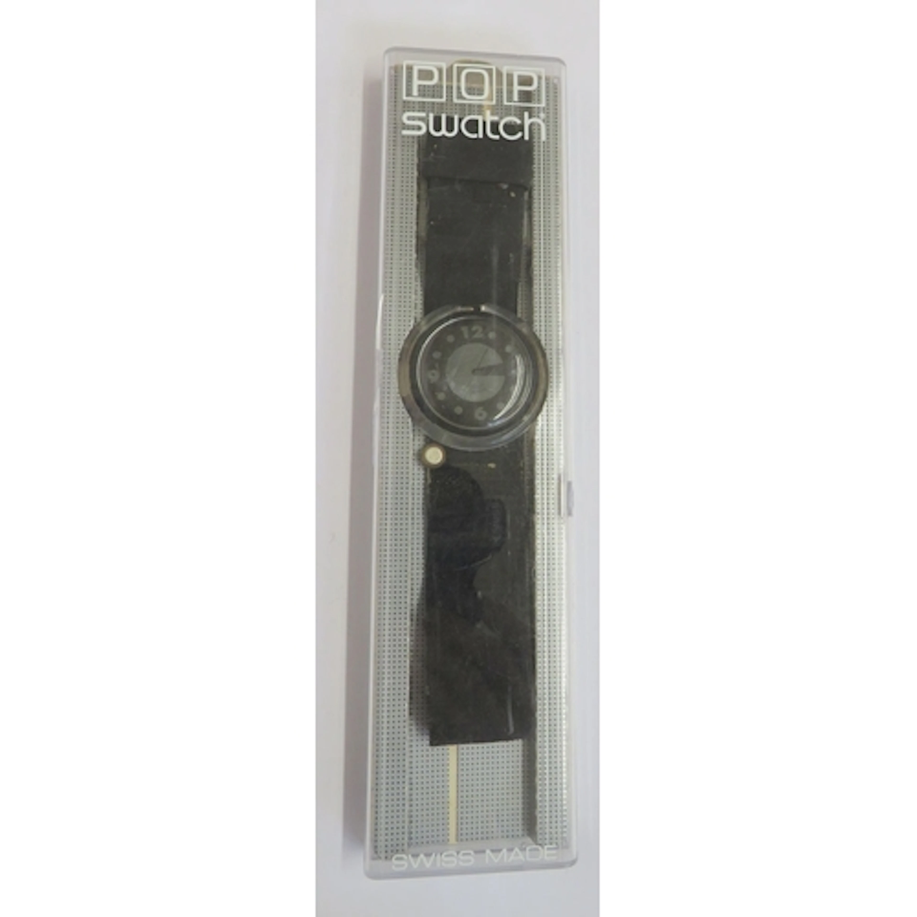 Pop Swatch Watch, black & transparent base, boxed UNTESTED ...