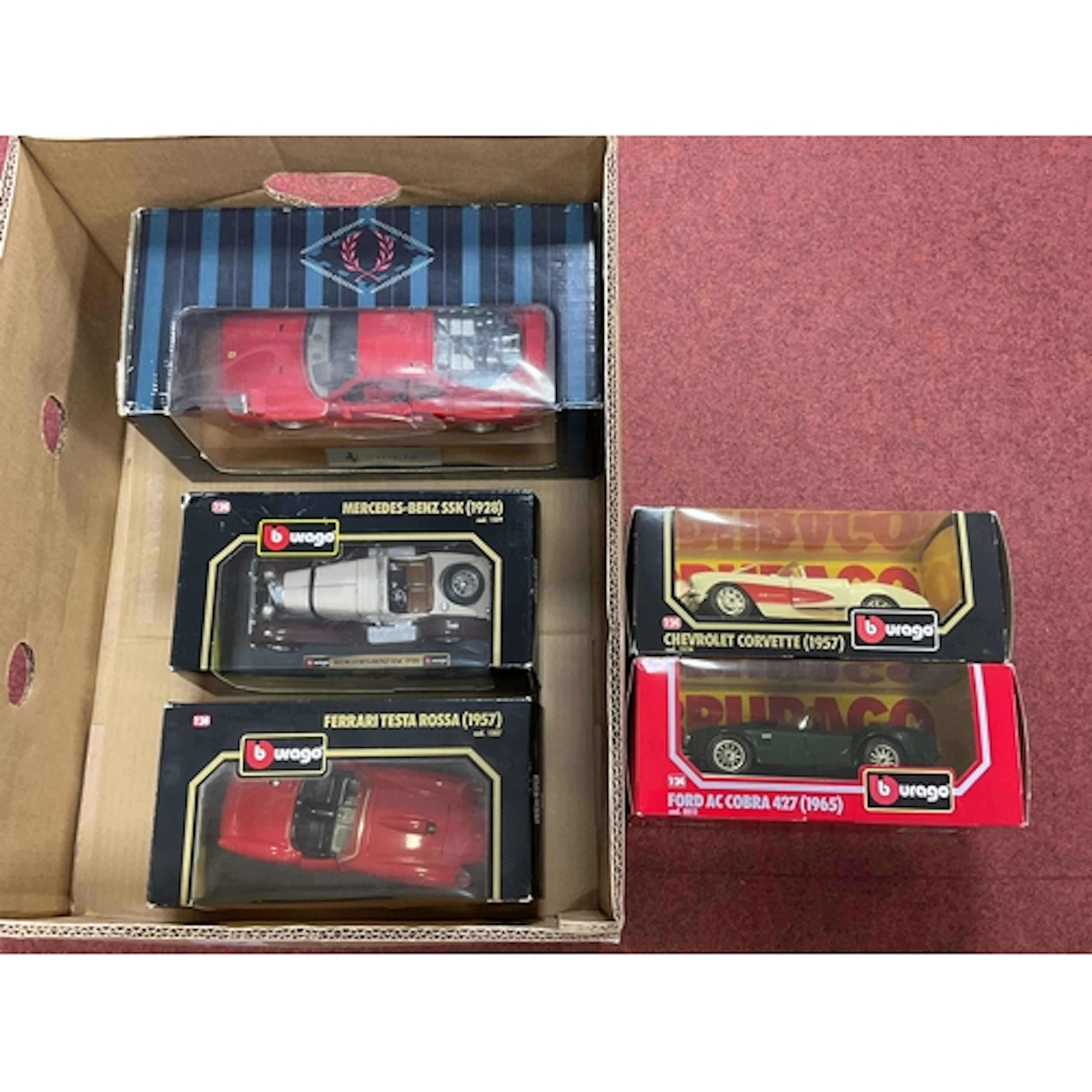 Five 1:18 and 1:24 Scale Diecast Cars by Tonka / Polistil an...
