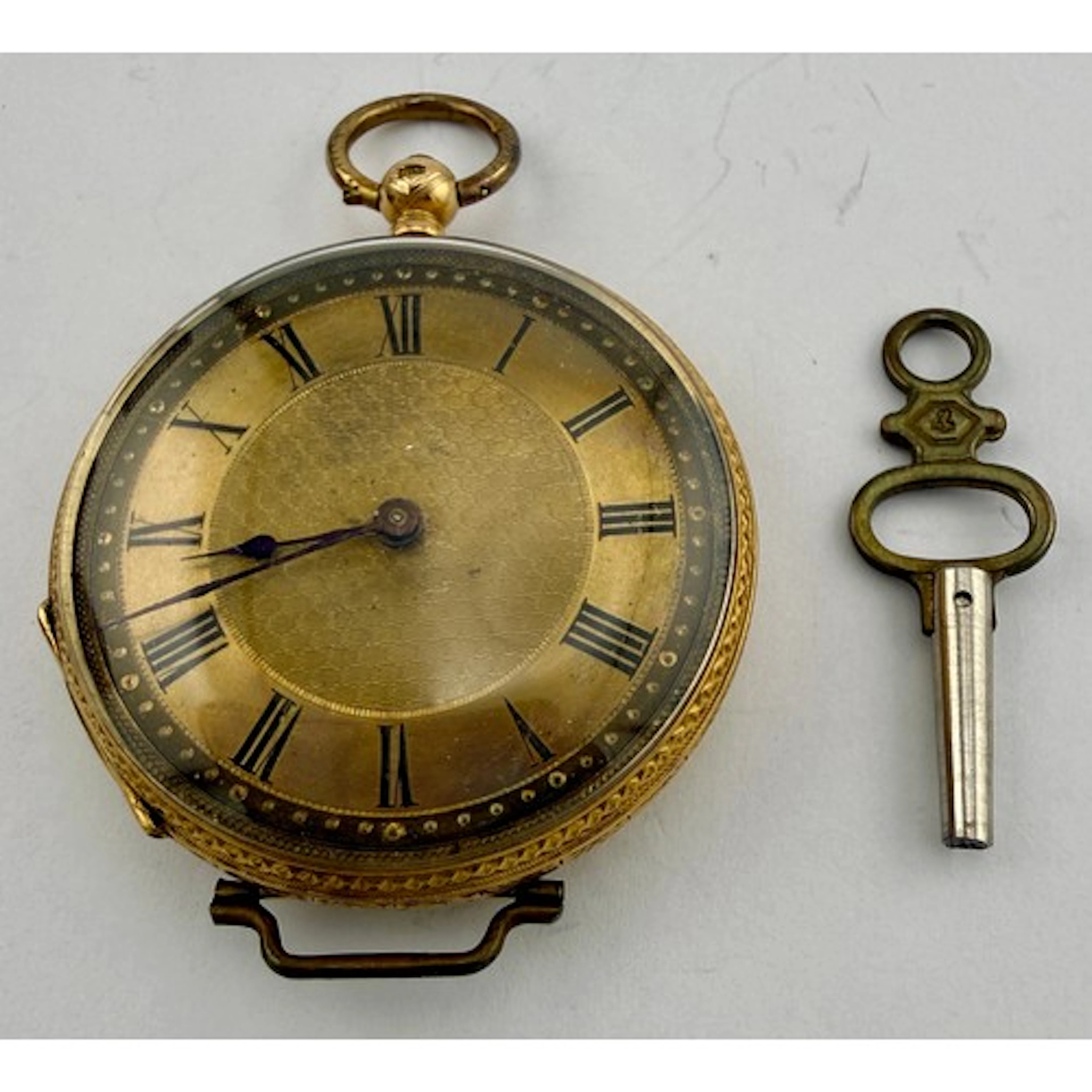 An 18 carat gold cased pocket watch. 4cm d. Weight 40gm.