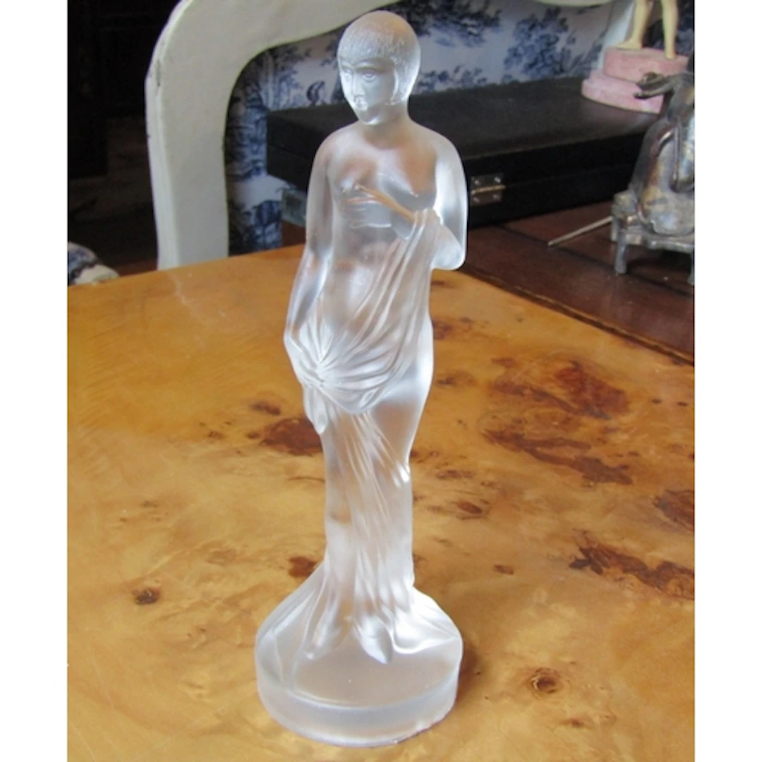 Vintage French Art Glass Figure Possibly Lalique of Lady wit...