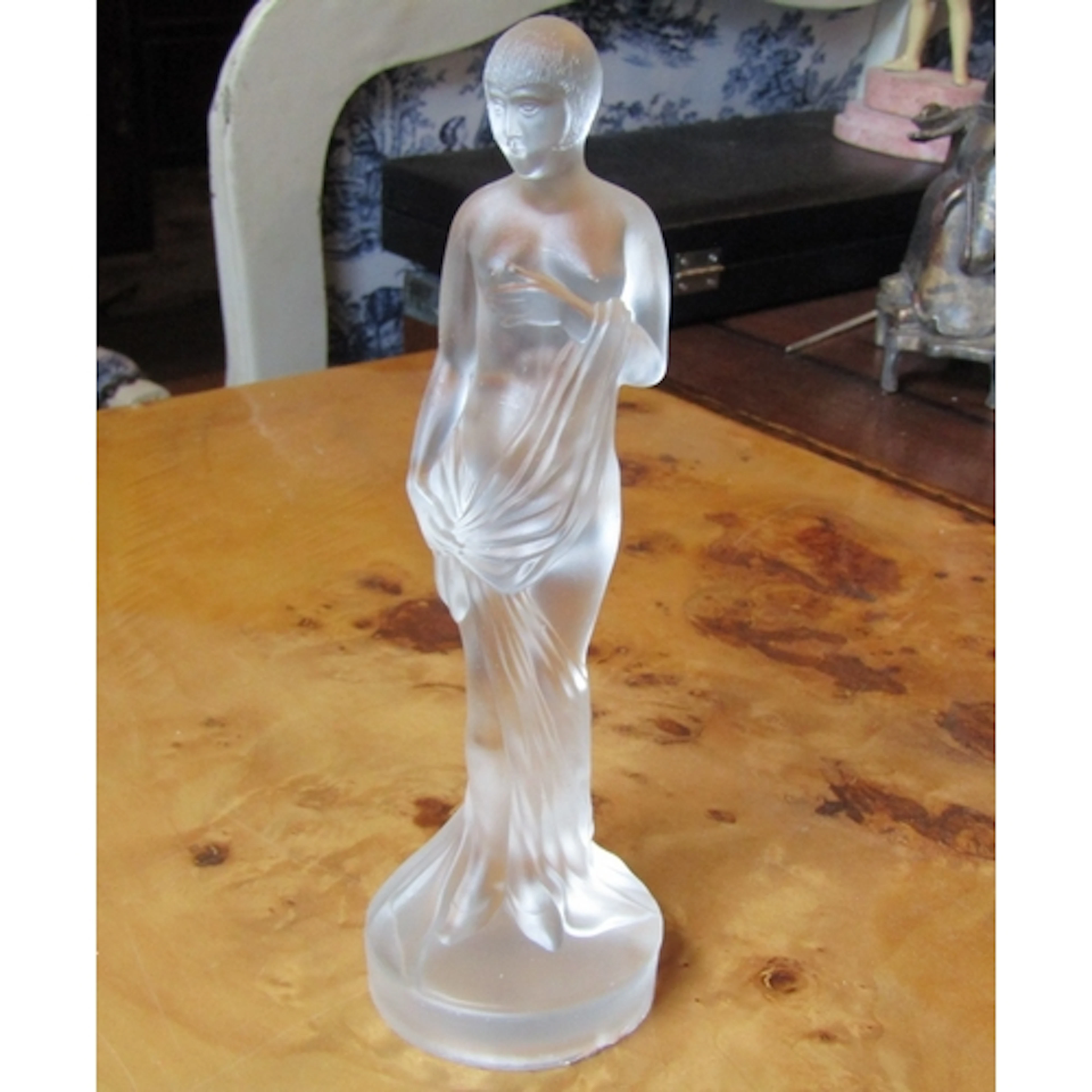 Vintage French Art Glass Figure Possibly Lalique of Lady wit...