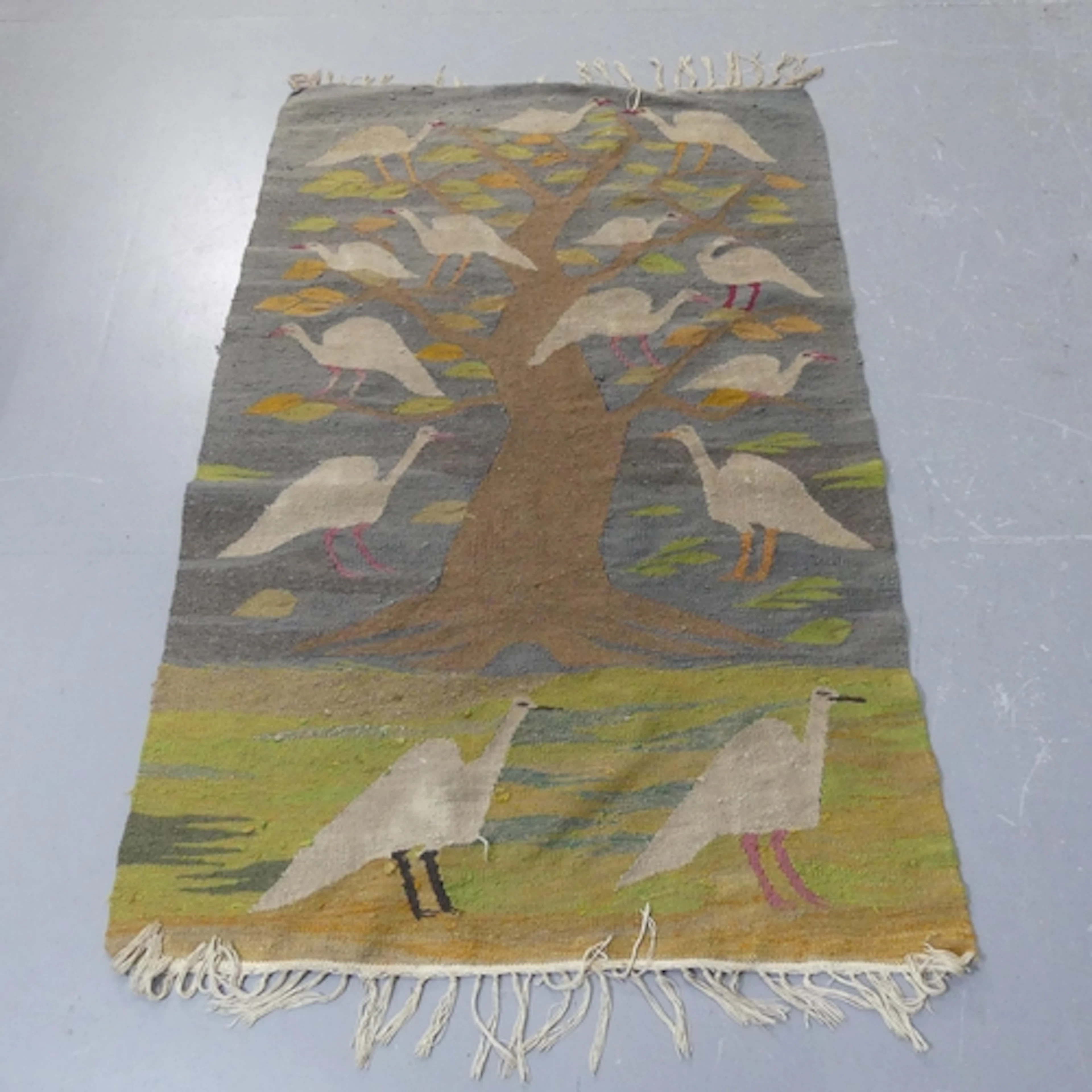 A Scandinavian wool wall hanging / rug with Tree of Life des...
