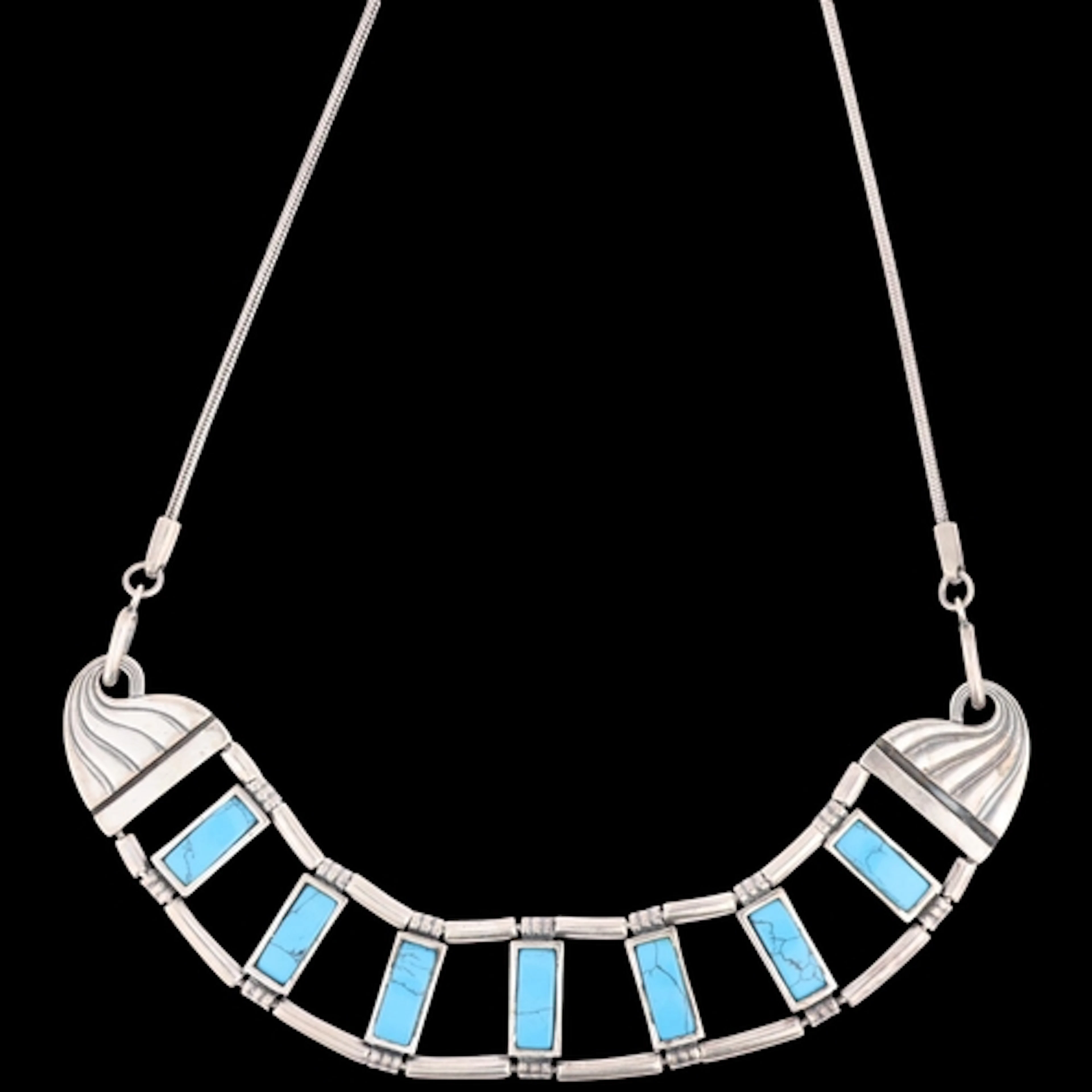 A Polish sterling silver howlite collar necklace, Poznam, of...