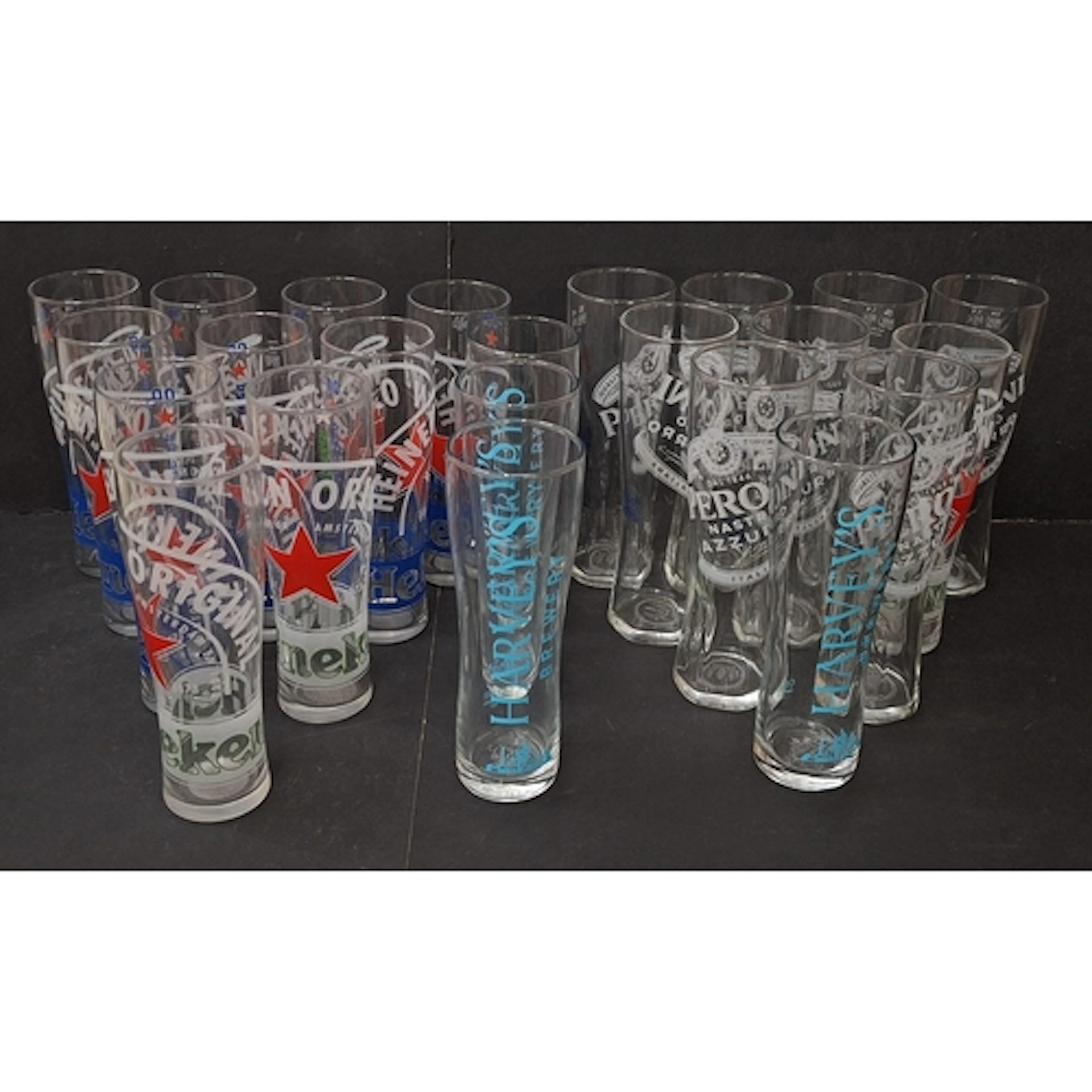 Advertising Pint Glasses incl. Harvey's Brewery, Heineken, P...