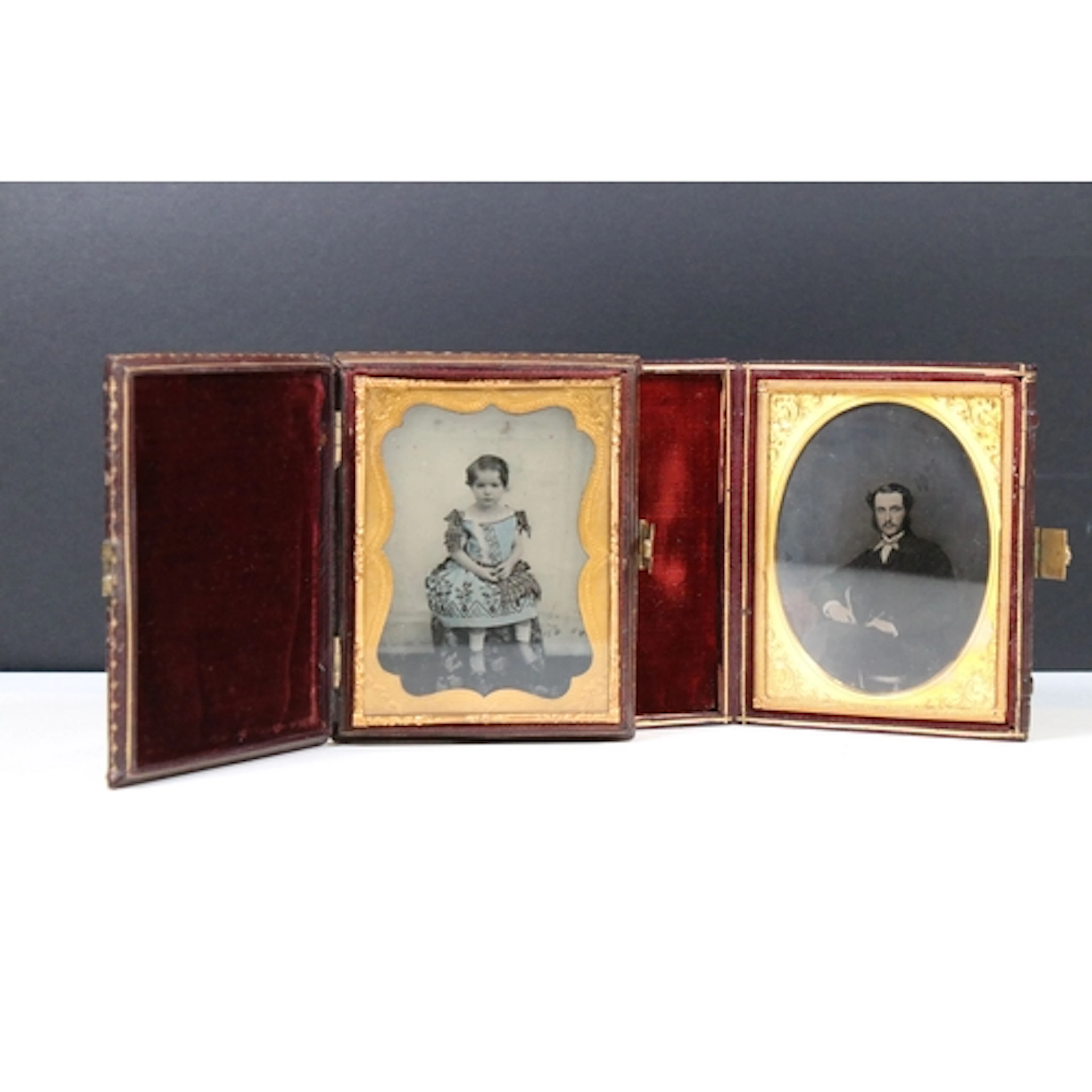 Two Victorian daguerreotype portraits, to comprise a three q...
