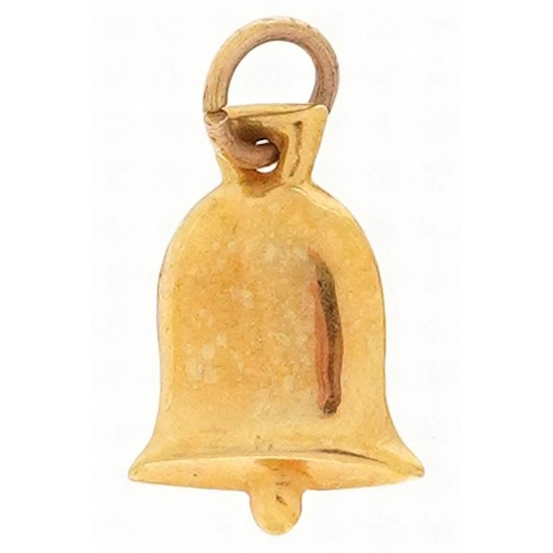9ct gold charm in the form of a bell, 6.7mm high, 0.4g.