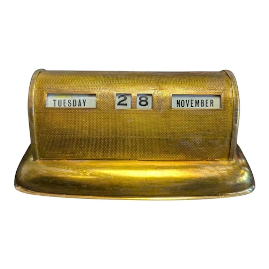 Mid century Stratton gilt metal perpetual desk calendar. Of ...