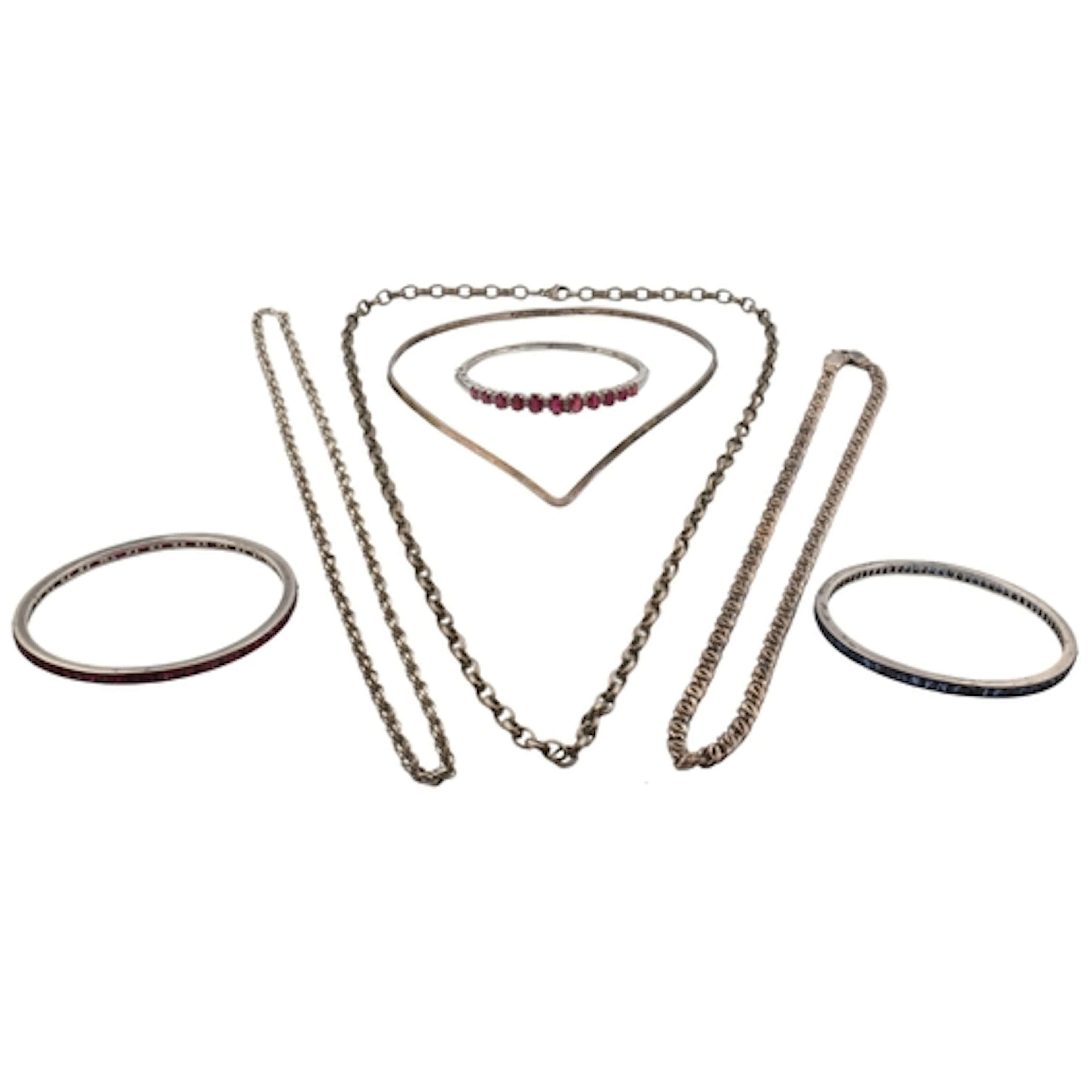 A selection of silver, hallmarked and white metal jewellery....