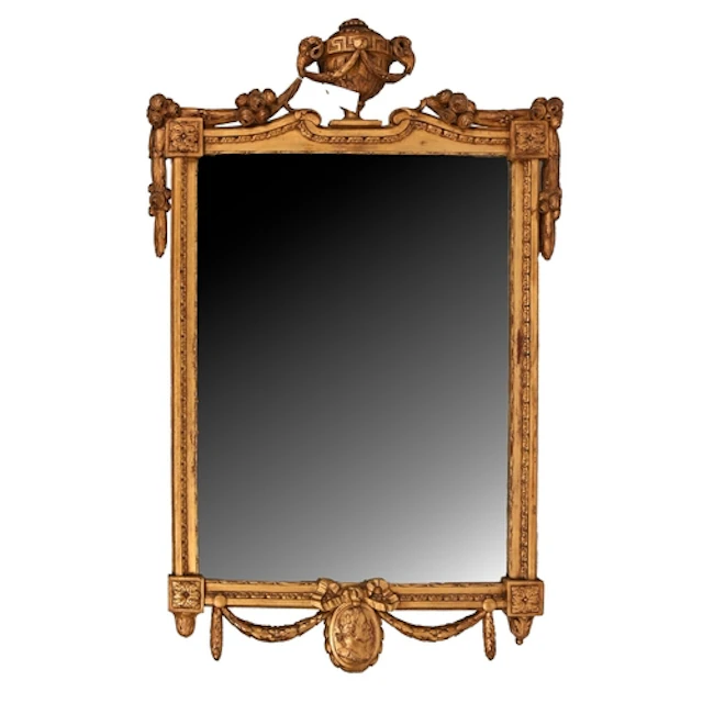 A Northern European giltwood mirror, 19th c, in neoclassical...