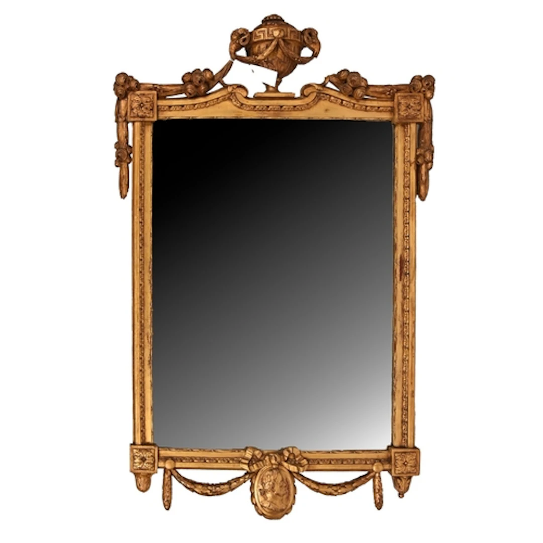 A Northern European giltwood mirror, 19th c, in neoclassical...