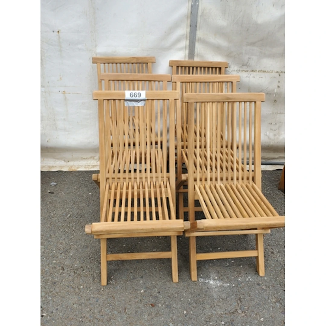 A set of six wooden folding Garden Chairs