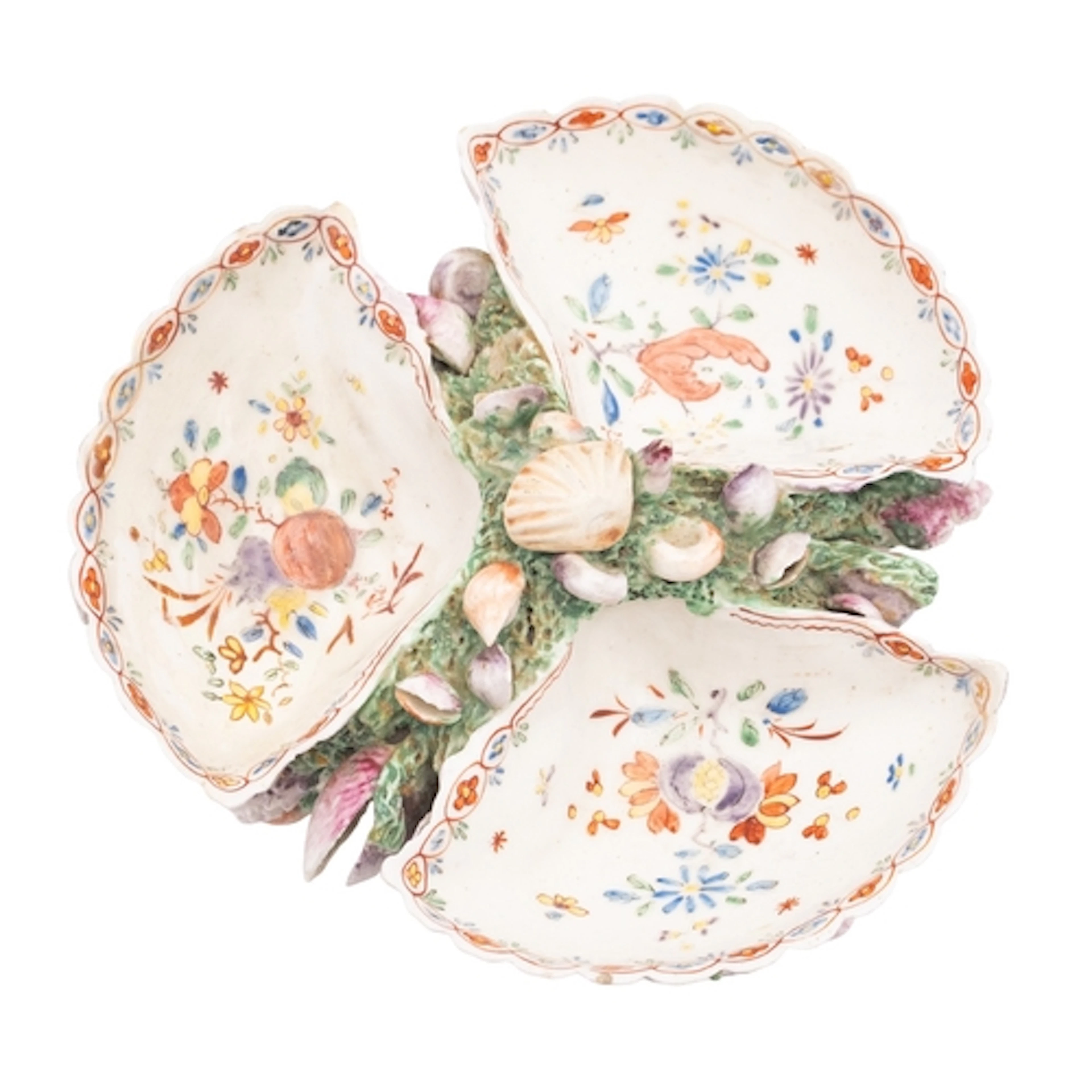 An early Bow triple-shell salt, circa 1750-55 in the form of...