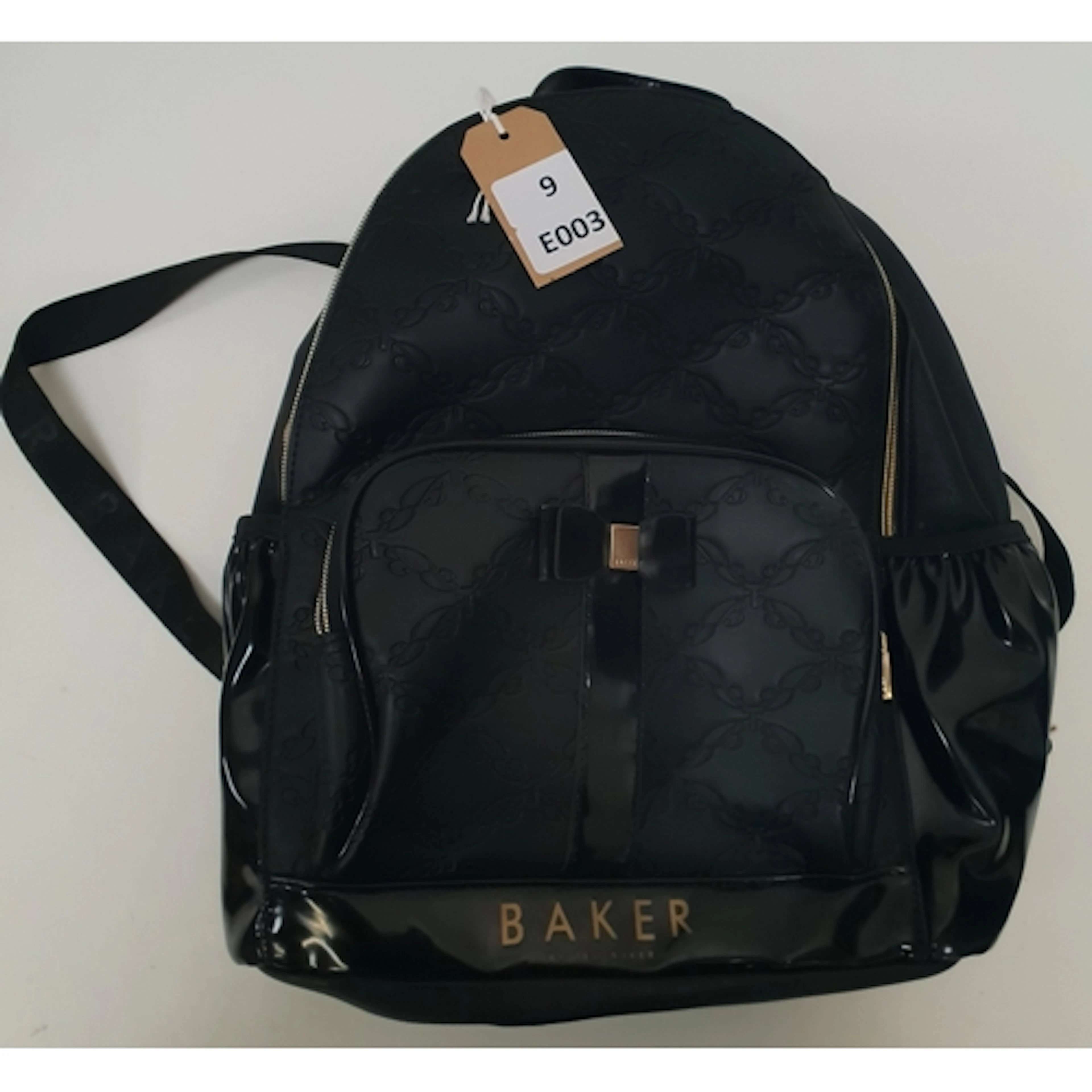 BACKPACK TED BAKER WITH A GLOSSY FRONT POCKET BOW/ BLACK/ EM...