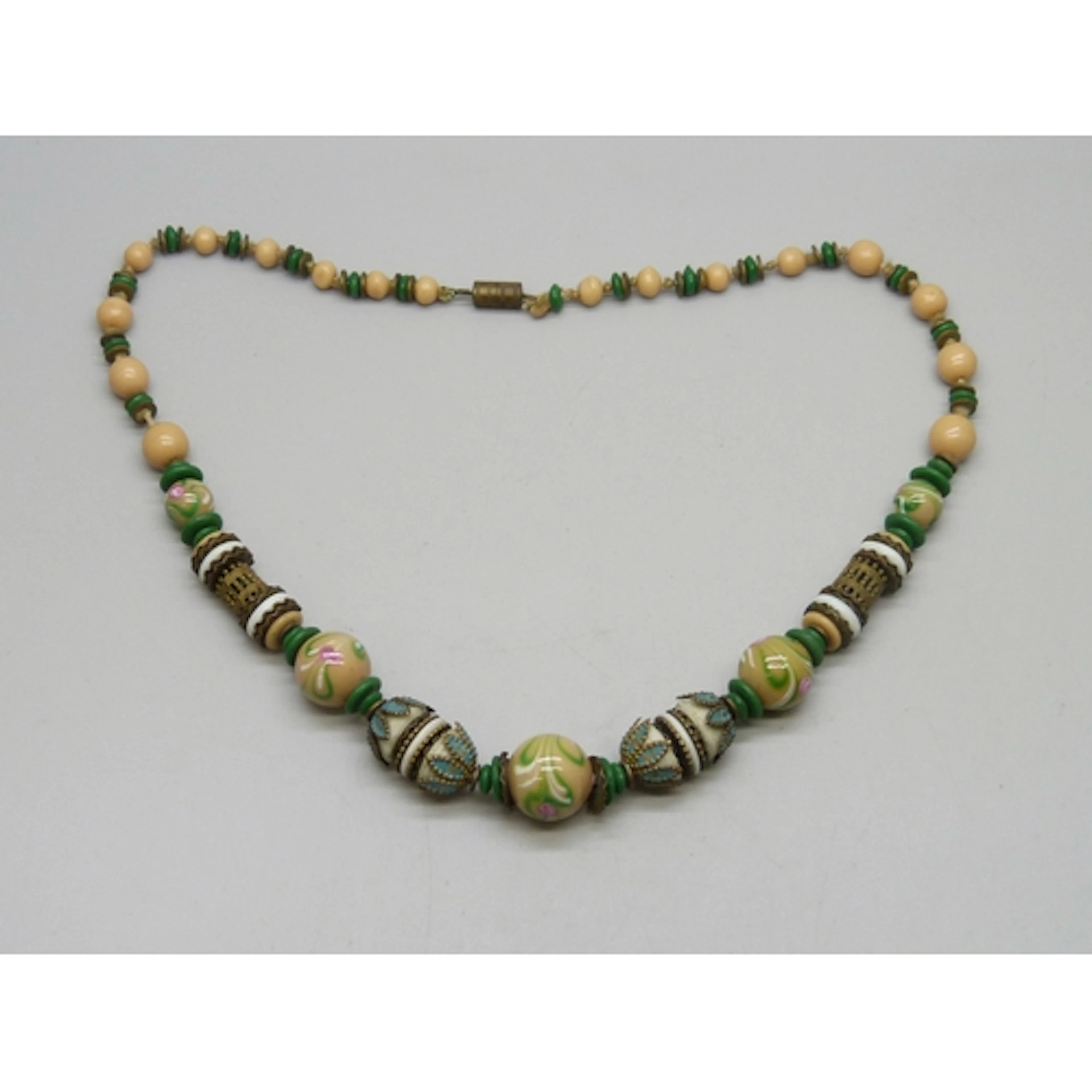 A circa 1930s Art Deco Czech necklace with glass and gilt en...