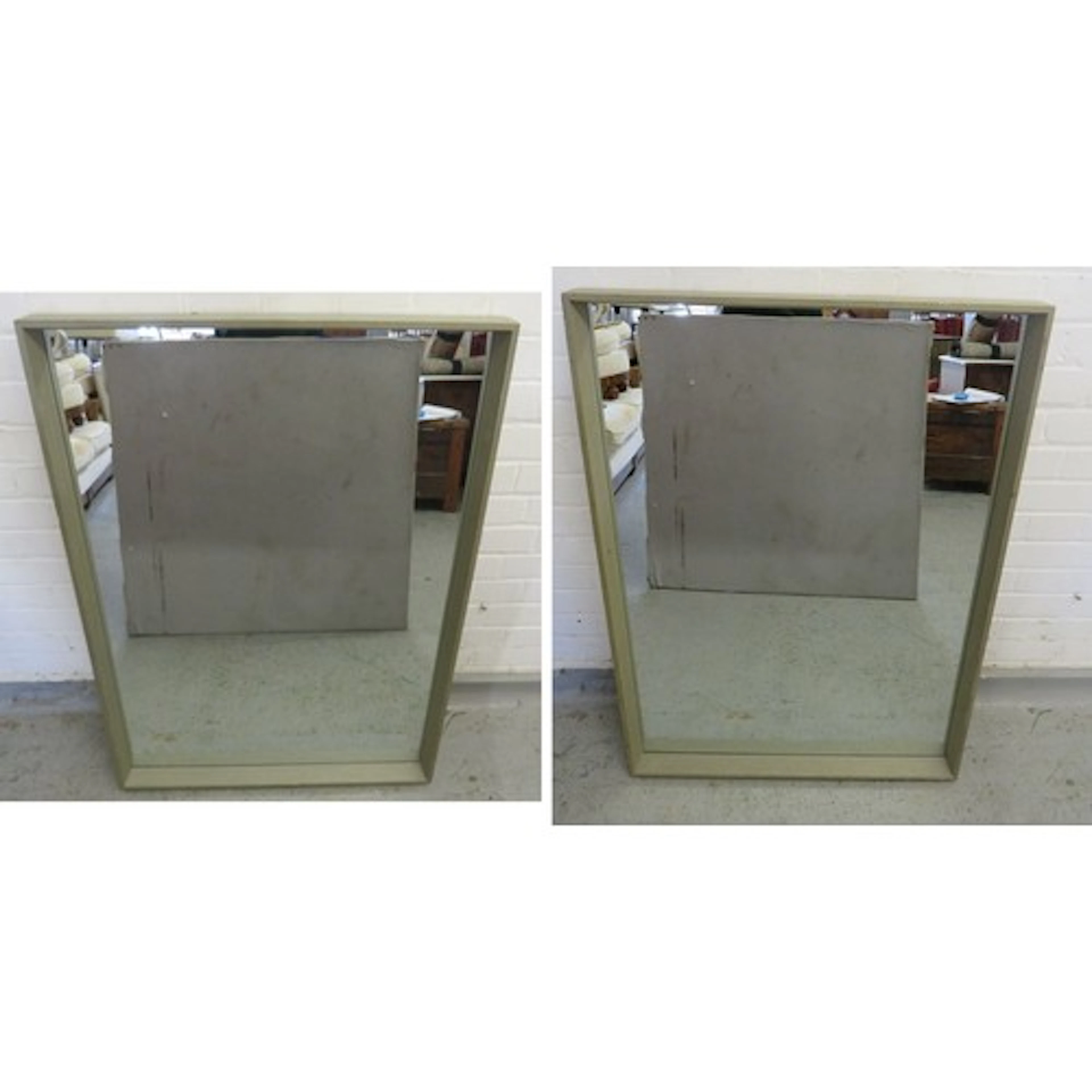 2 Large Rectangular Green Painted Mirrors approx. 106cm H x ...