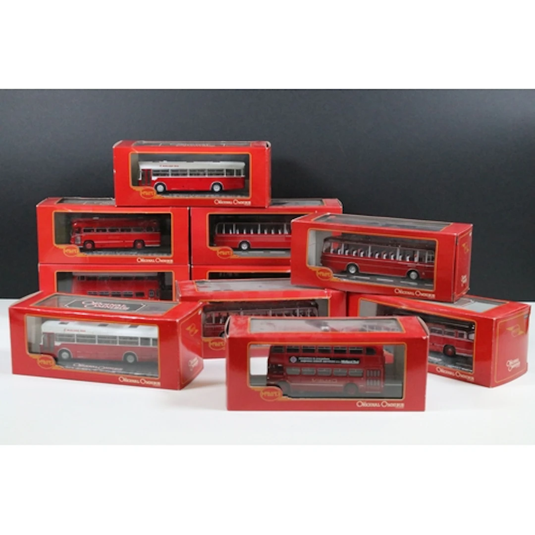 Ten boxed / cased Corgi Original Omnibus Midland Red diecast...