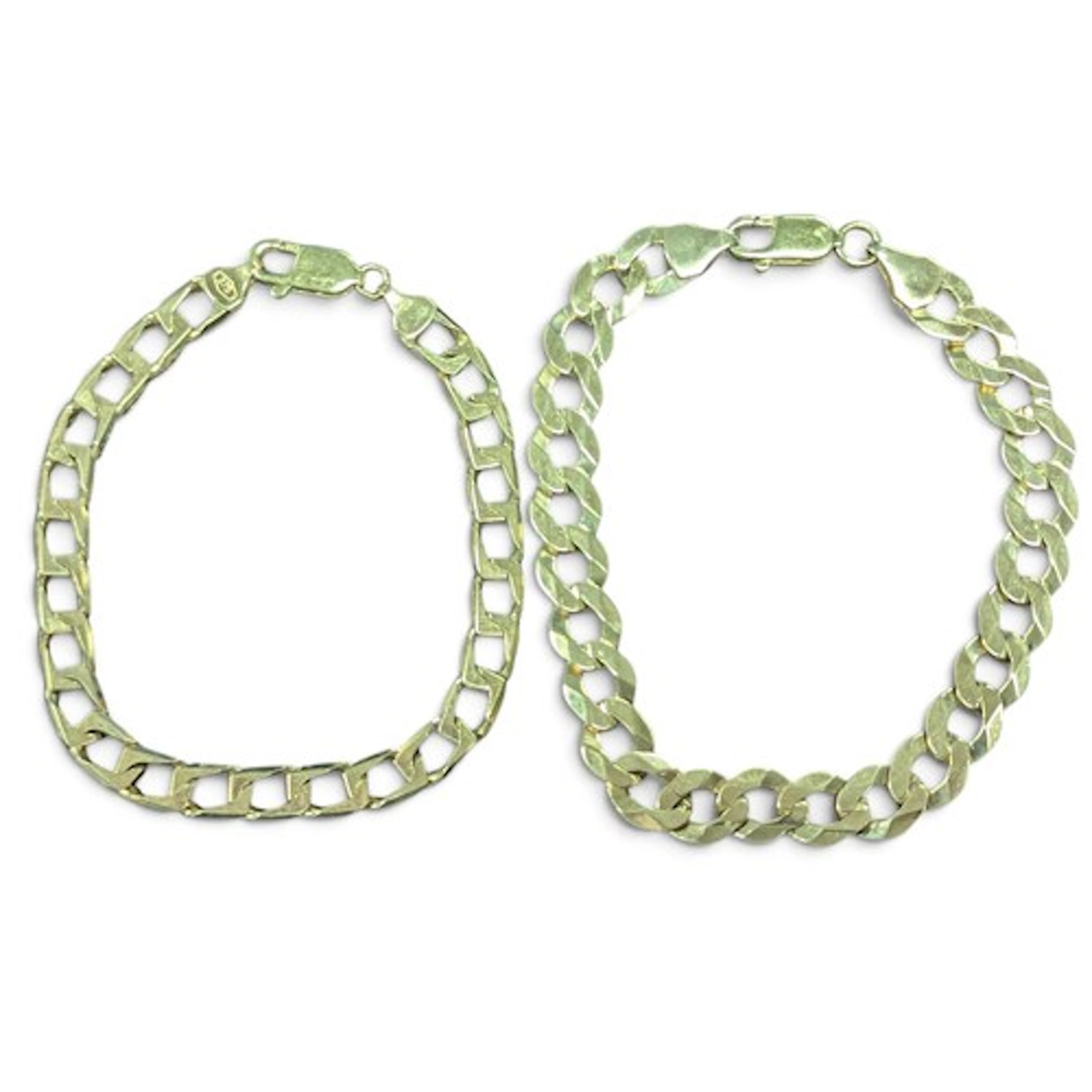 A 9ct gold curb link bracelet, 23cm long, faint import marks...